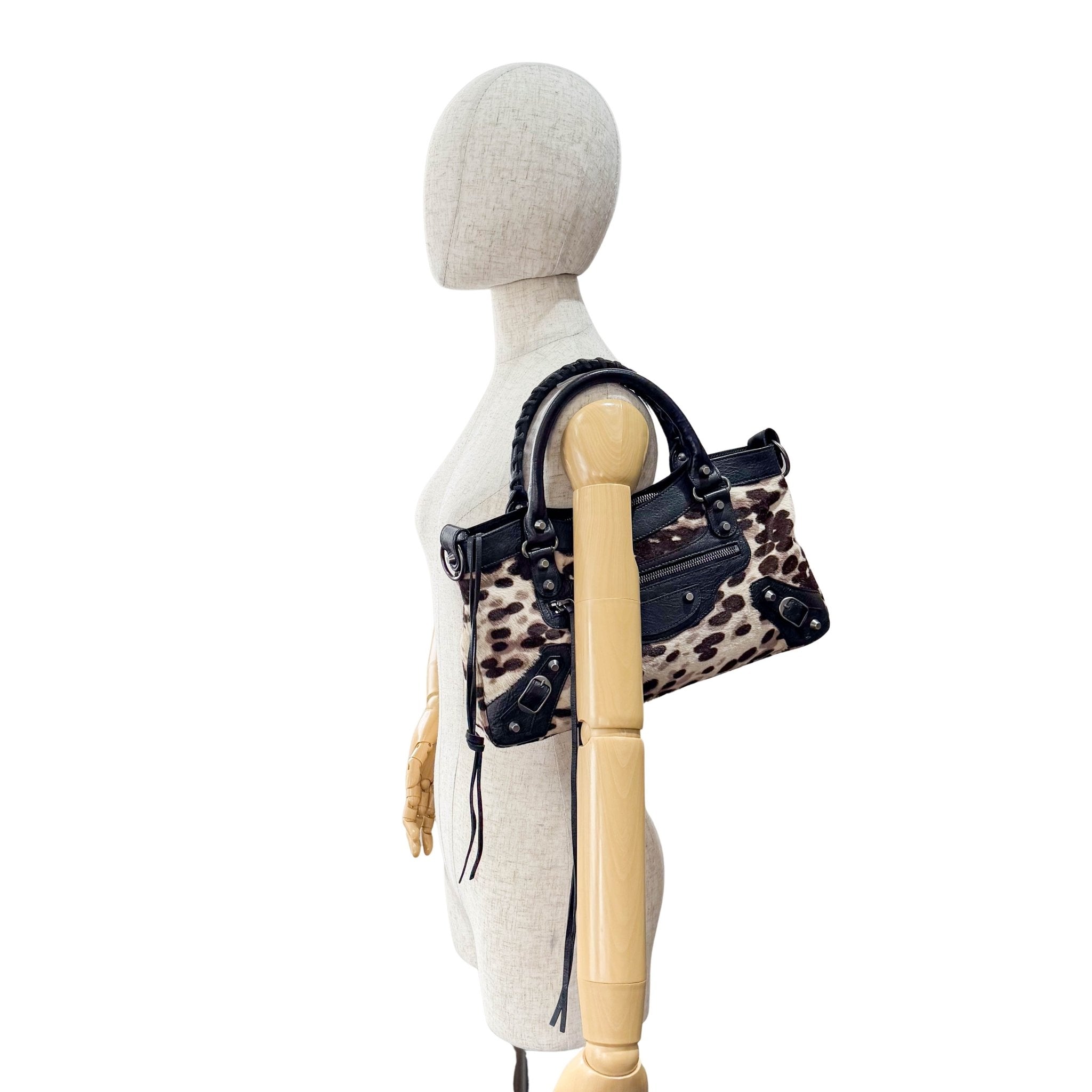 BALENCIAGA The First Leopard Print Pony Hair & Leather Handle Bag, in , Sold by HIVE PRELOVED - Handle Bags, Shoulder Bags,
