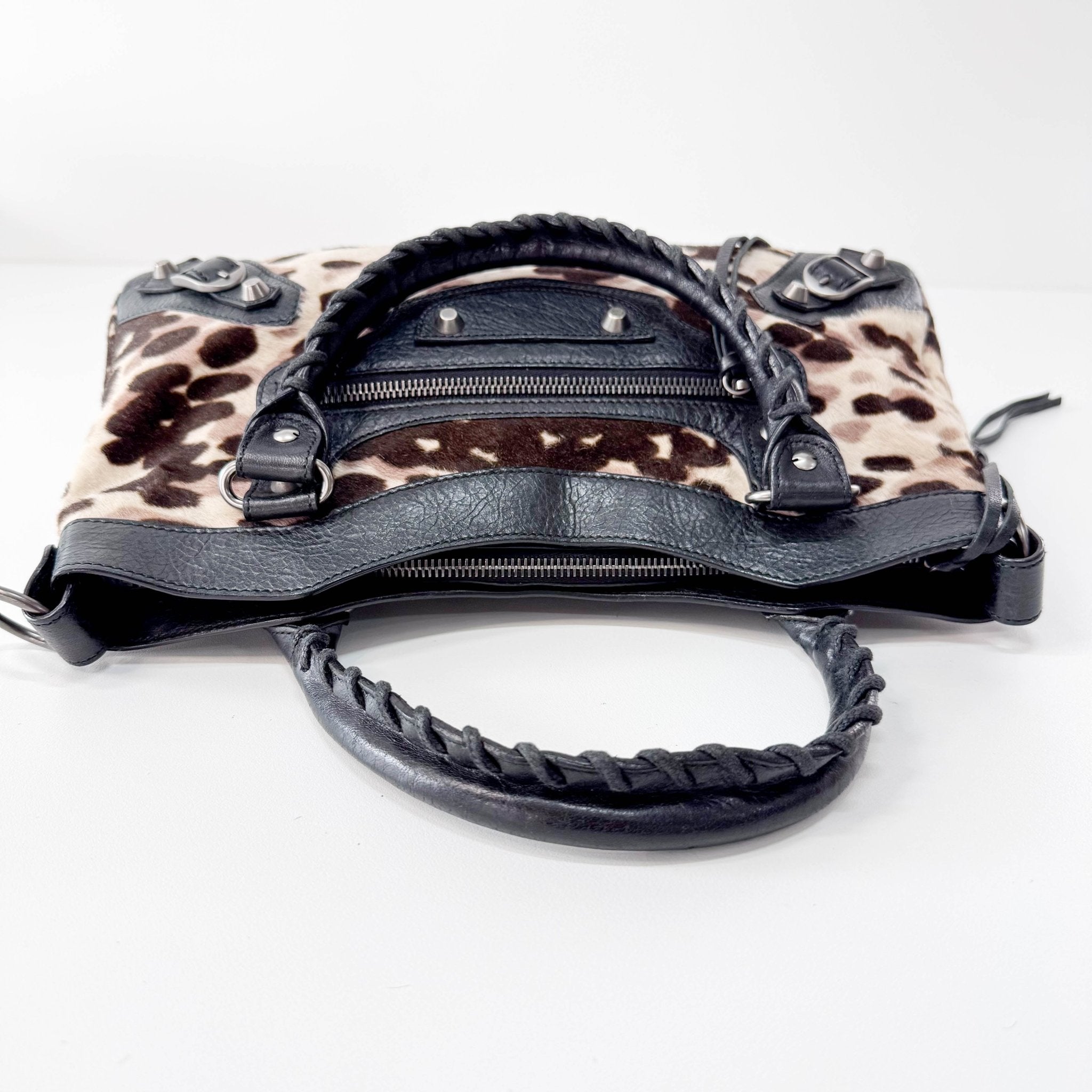 BALENCIAGA The First Leopard Print Pony Hair & Leather Handle Bag, in , Sold by HIVE PRELOVED - Handle Bags, Shoulder Bags,