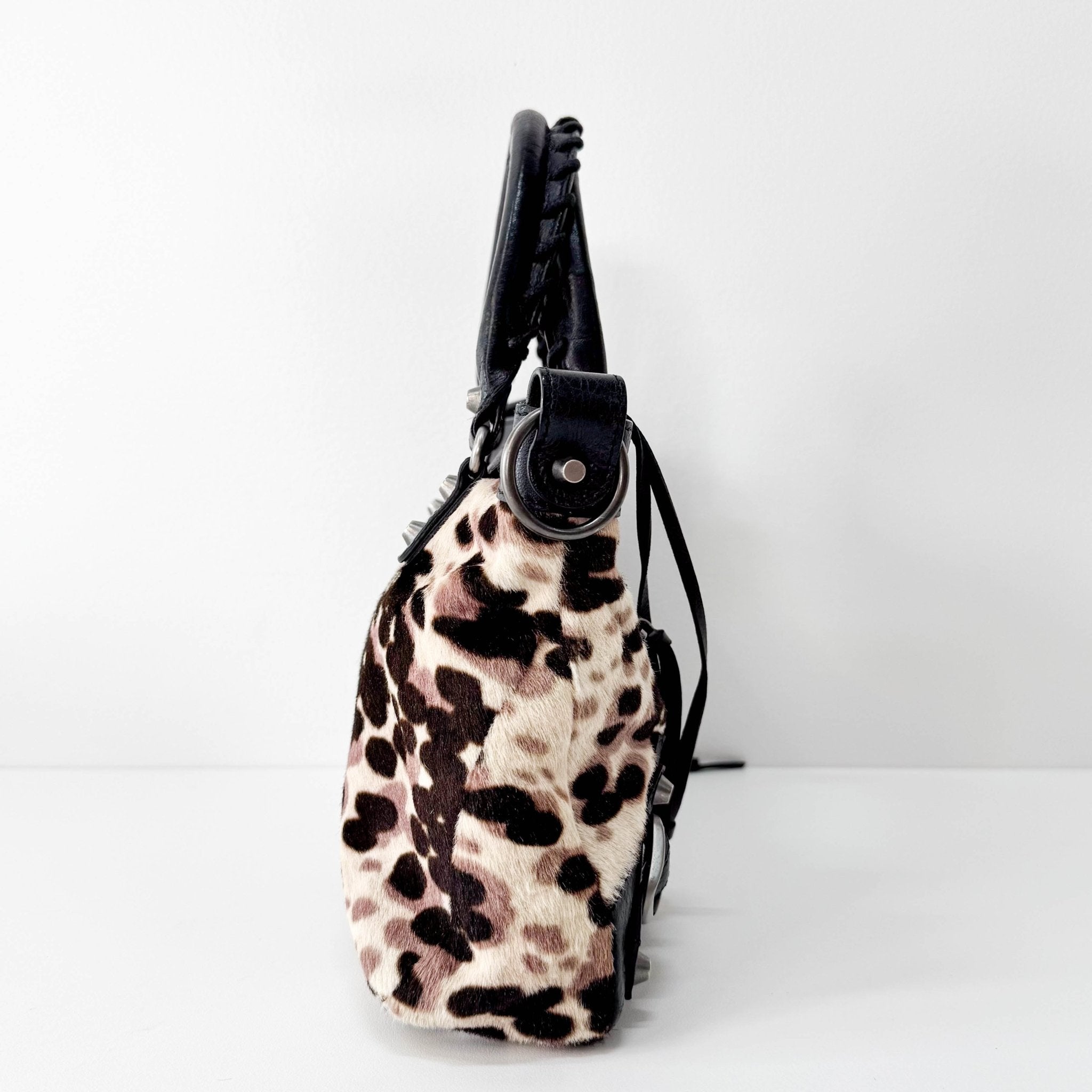 BALENCIAGA The First Leopard Print Pony Hair & Leather Handle Bag, in , Sold by HIVE PRELOVED - Handle Bags, Shoulder Bags,