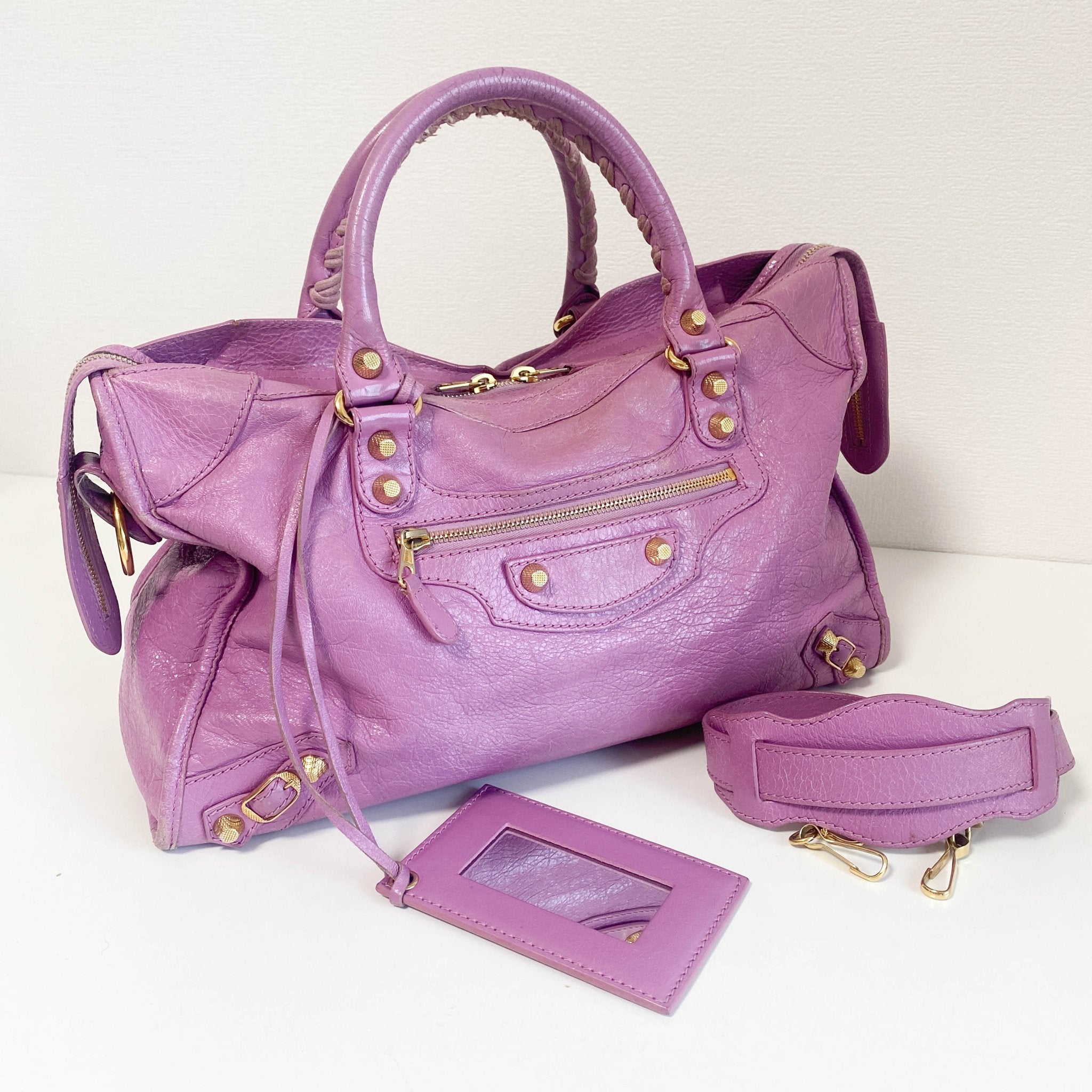BALENCIAGA Vintage City Purple Leather Hand Bag, in , Sold by HIVE PRELOVED - Handle Bags, Shoulder Bags,