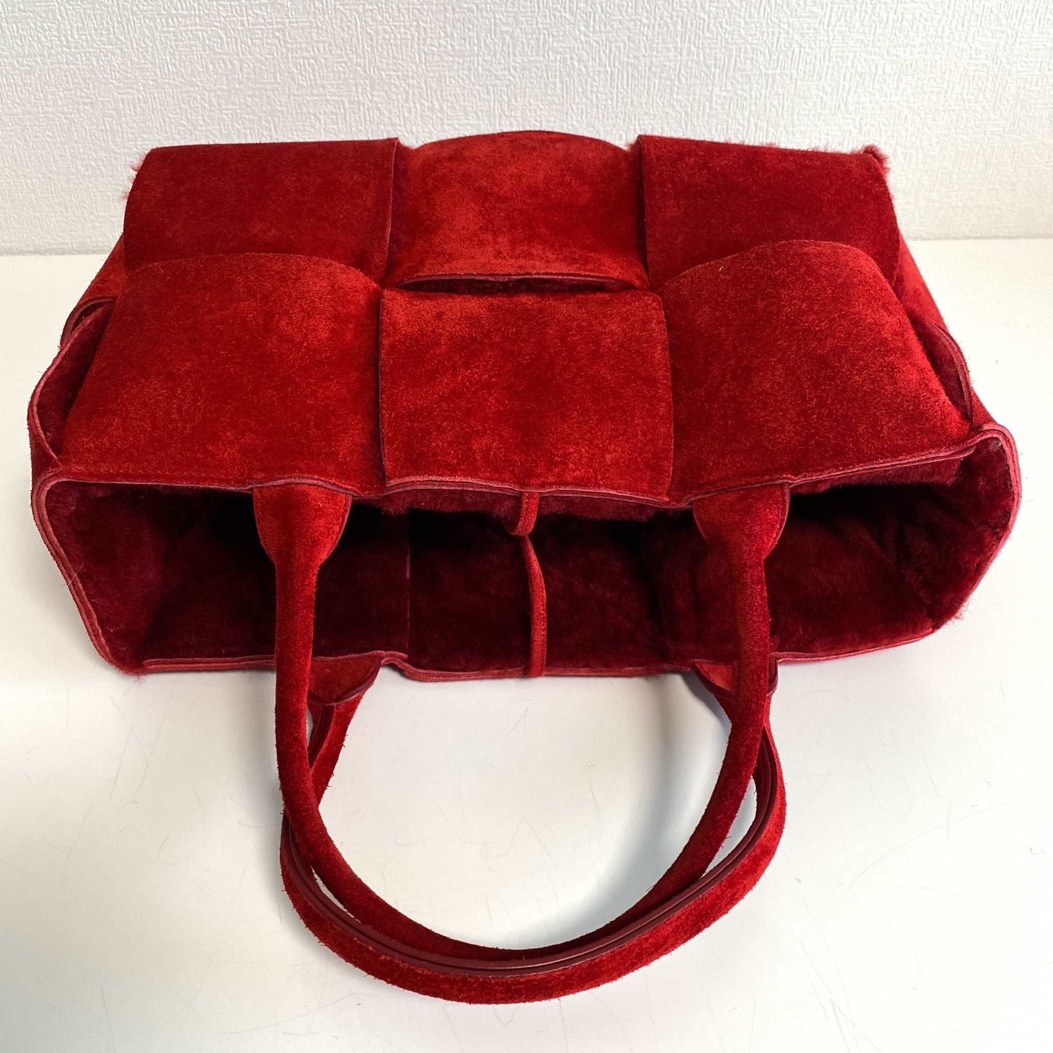 BOTTEGA VENETA Arco Tote Red Suede Leather / Fur Handbag, in , Sold by HIVE PRELOVED - Handle Bags, Totes,