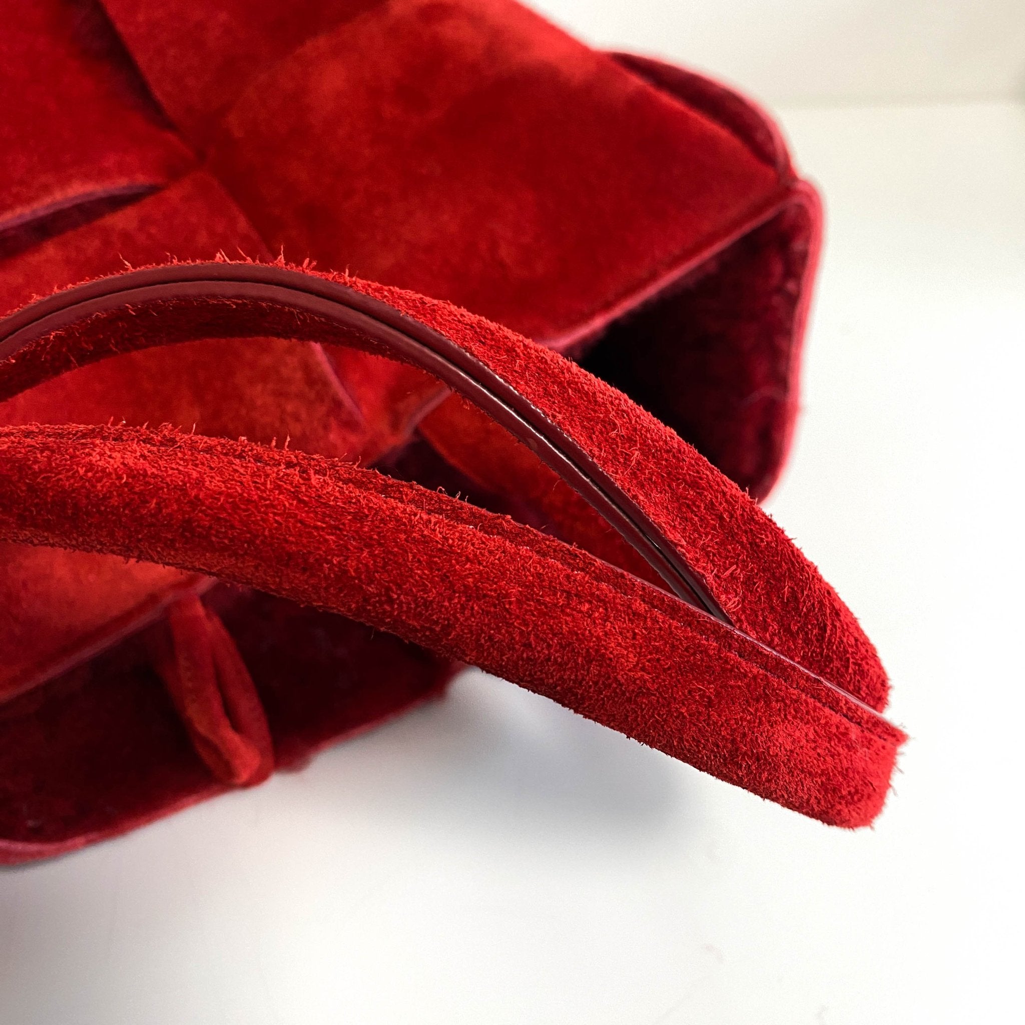 BOTTEGA VENETA Arco Tote Red Suede Leather / Fur Handbag, in , Sold by HIVE PRELOVED - Handle Bags, Totes,