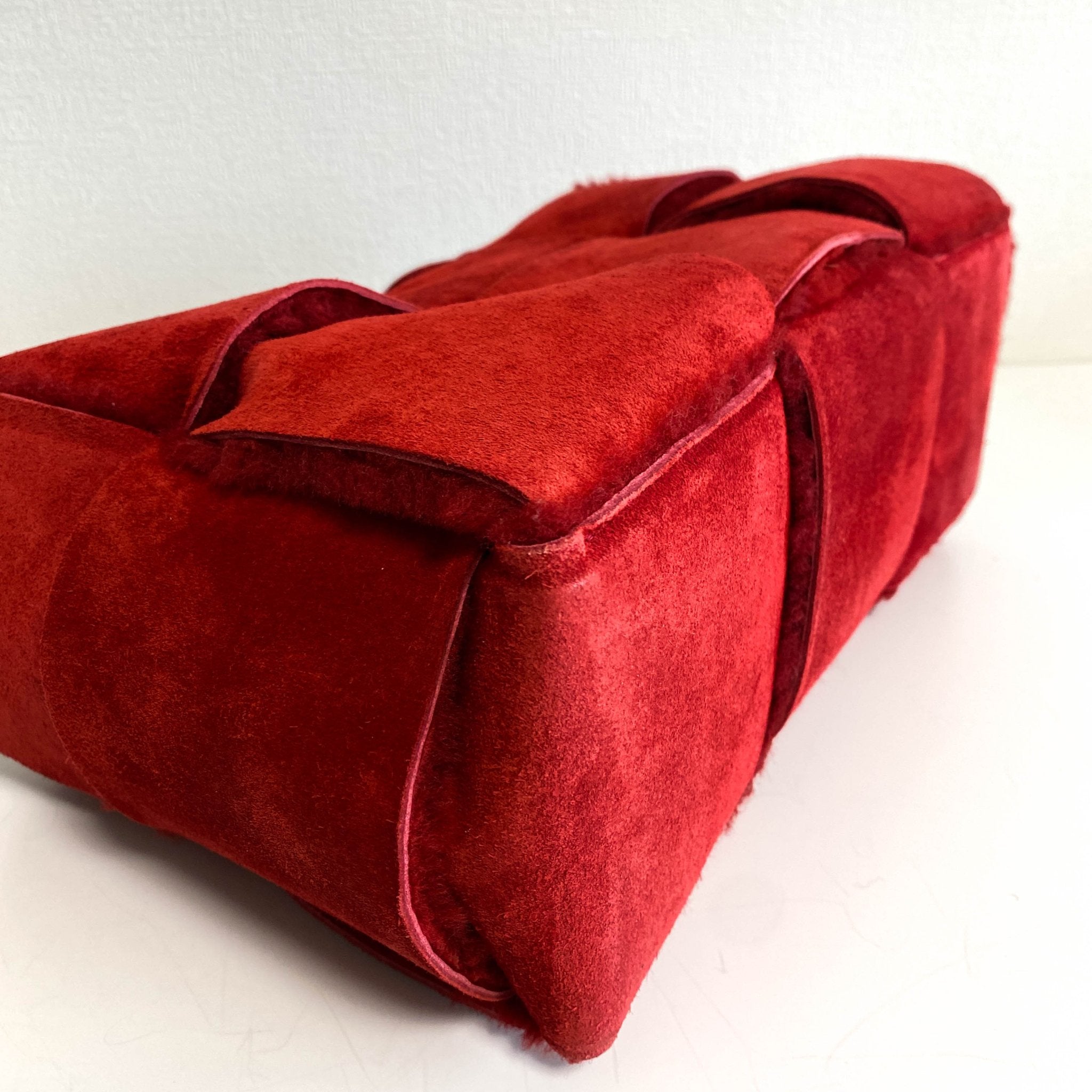 BOTTEGA VENETA Arco Tote Red Suede Leather / Fur Handbag, in , Sold by HIVE PRELOVED - Handle Bags, Totes,