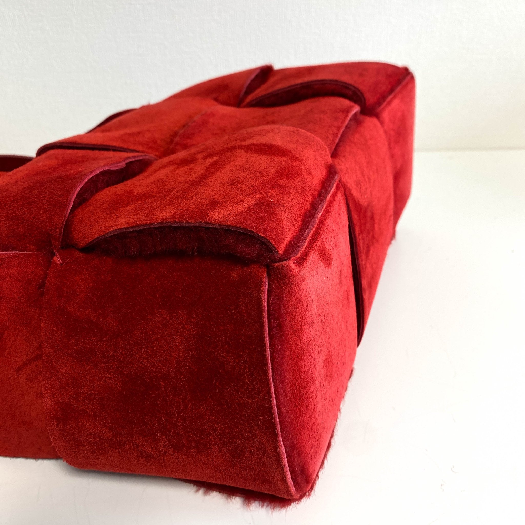 BOTTEGA VENETA Arco Tote Red Suede Leather / Fur Handbag, in , Sold by HIVE PRELOVED - Handle Bags, Totes,