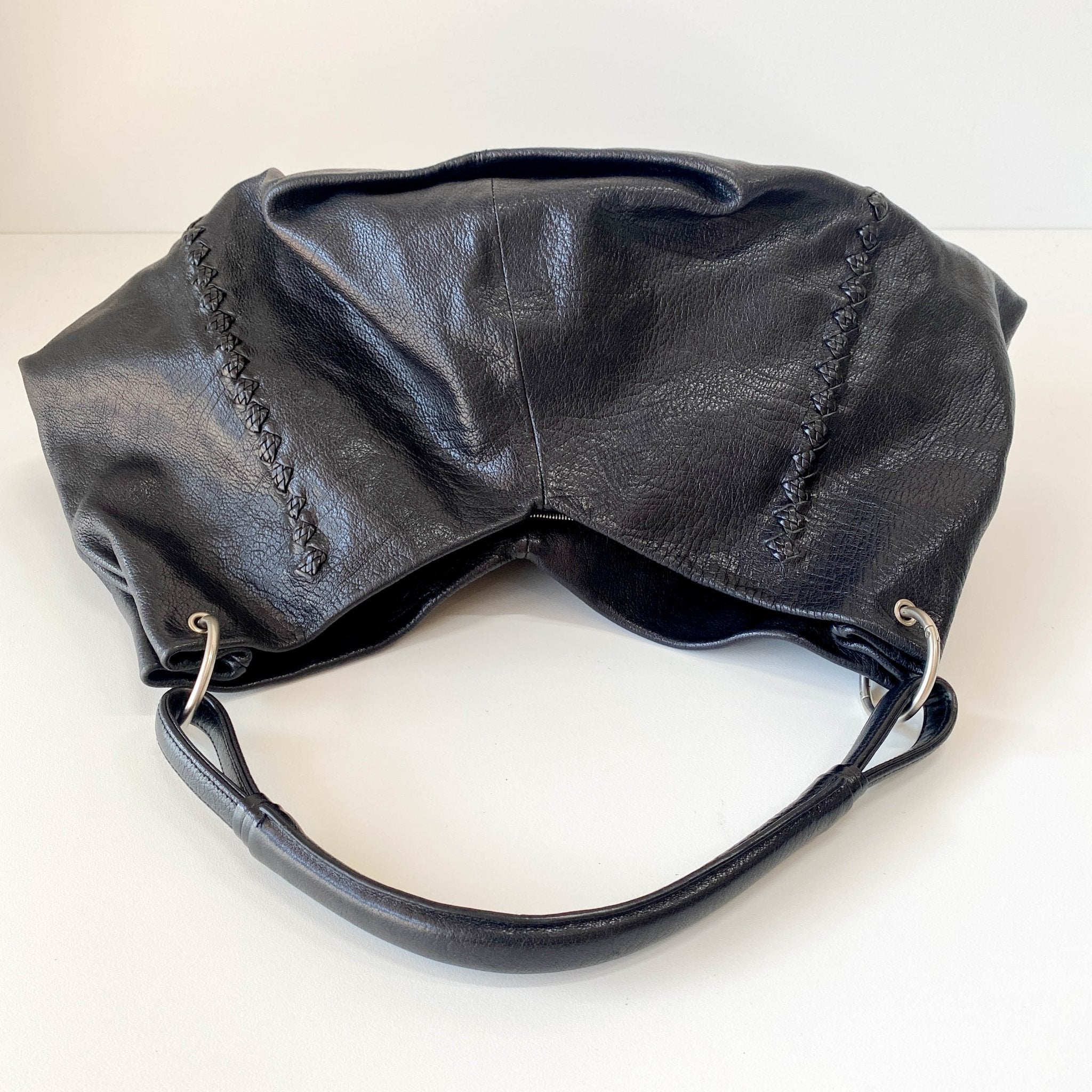 BOTTEGA VENETA Black Leather Shoulder Bag with Intrecciato Details, in , Sold by HIVE PRELOVED - Shoulder Bags, ,