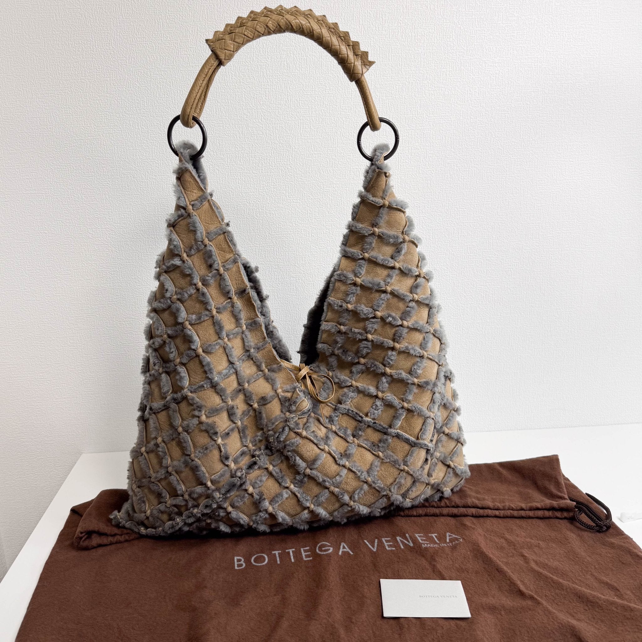 BOTTEGA VENETA Bottega Veneta Intrecciato Grey & Brown Suede Shoulder Bag, in , Sold by HIVE PRELOVED - Shoulder Bags, ,