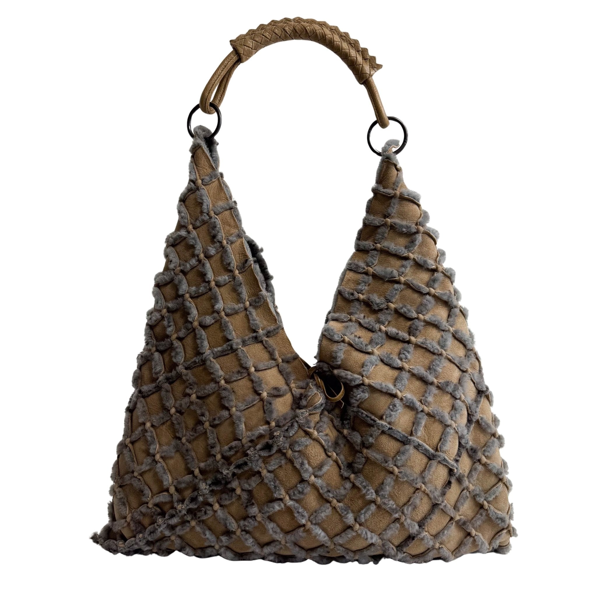 BOTTEGA VENETA Bottega Veneta Intrecciato Grey & Brown Suede Shoulder Bag, in , Sold by HIVE PRELOVED - Shoulder Bags, ,