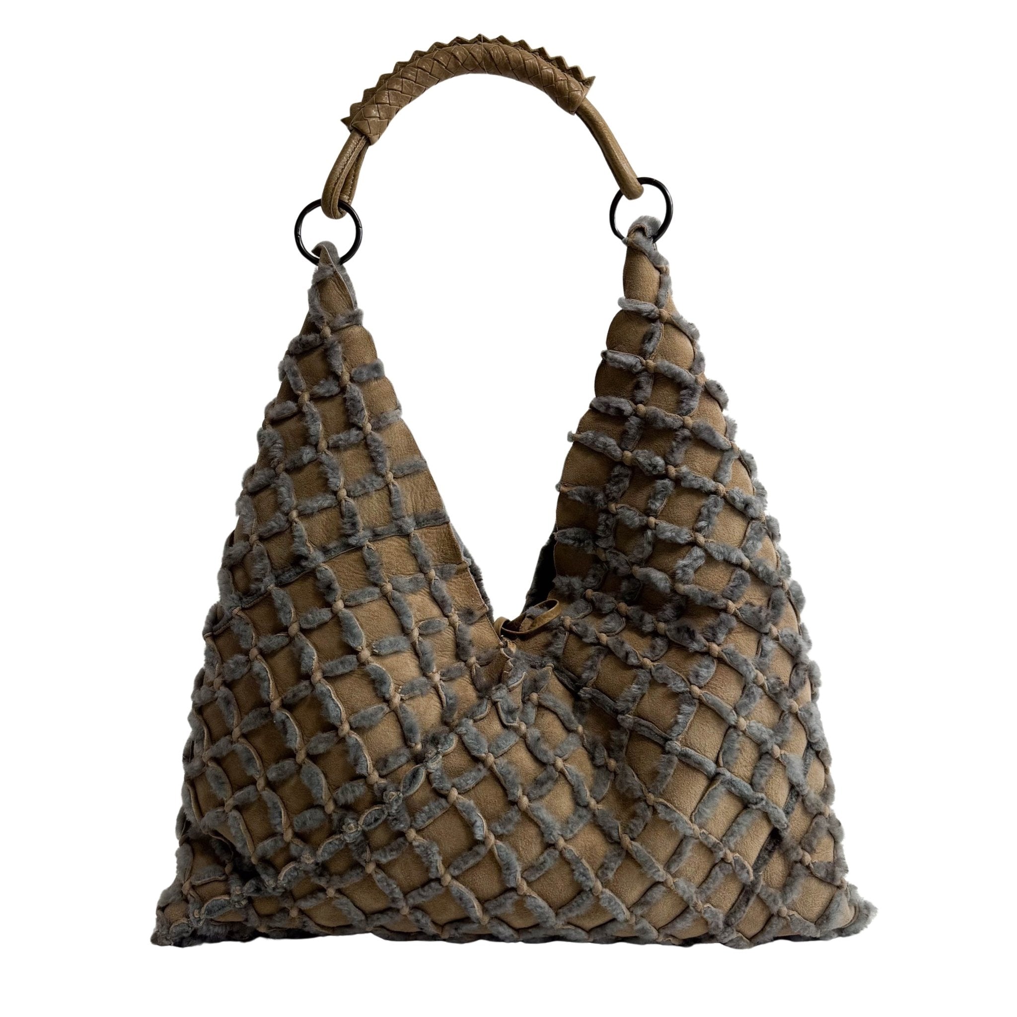 BOTTEGA VENETA Bottega Veneta Intrecciato Grey & Brown Suede Shoulder Bag, in , Sold by HIVE PRELOVED - Shoulder Bags, ,