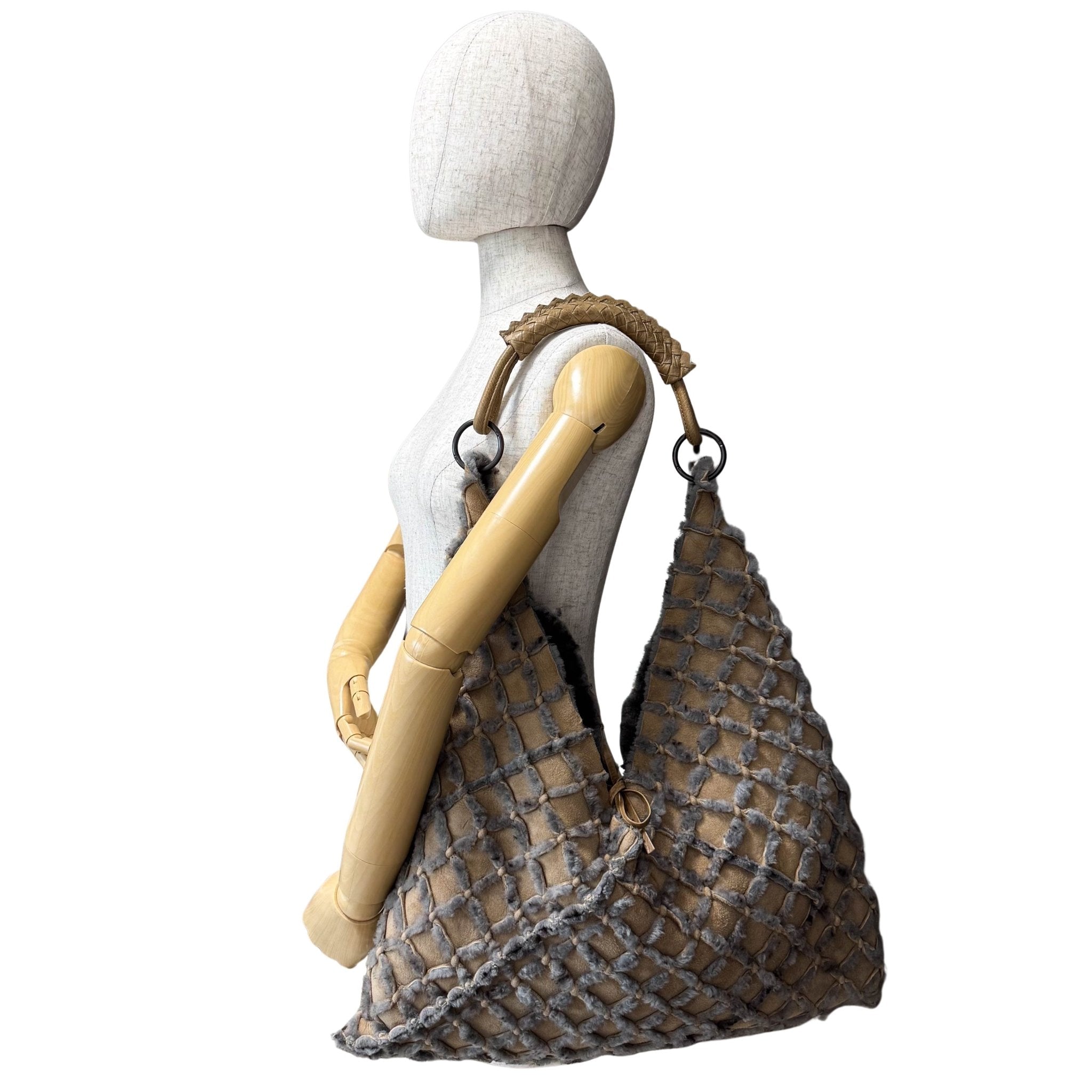 BOTTEGA VENETA Bottega Veneta Intrecciato Grey & Brown Suede Shoulder Bag, in , Sold by HIVE PRELOVED - Shoulder Bags, ,