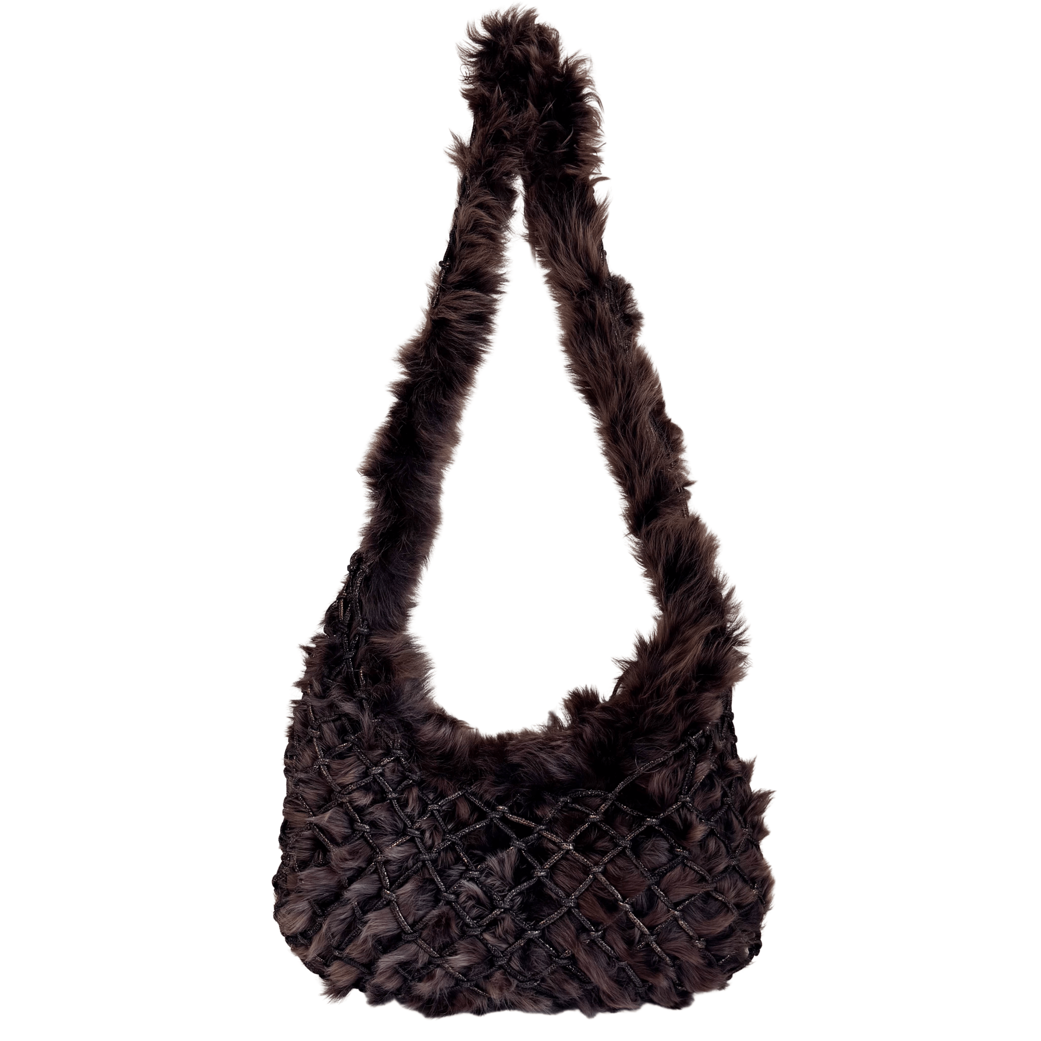 BOTTEGA VENETA Brown Fur and Suede Hobo Crossbody Bag, in , Sold by HIVE PRELOVED - Crossbody bags, ,