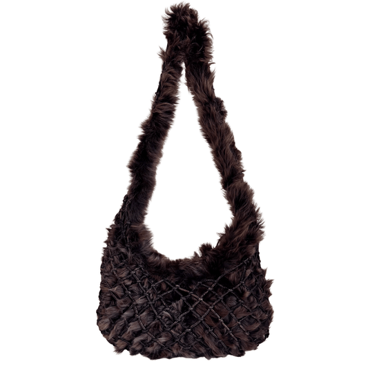 BOTTEGA VENETA Brown Fur and Suede Hobo Crossbody Bag, in , Sold by HIVE PRELOVED - Crossbody bags, ,