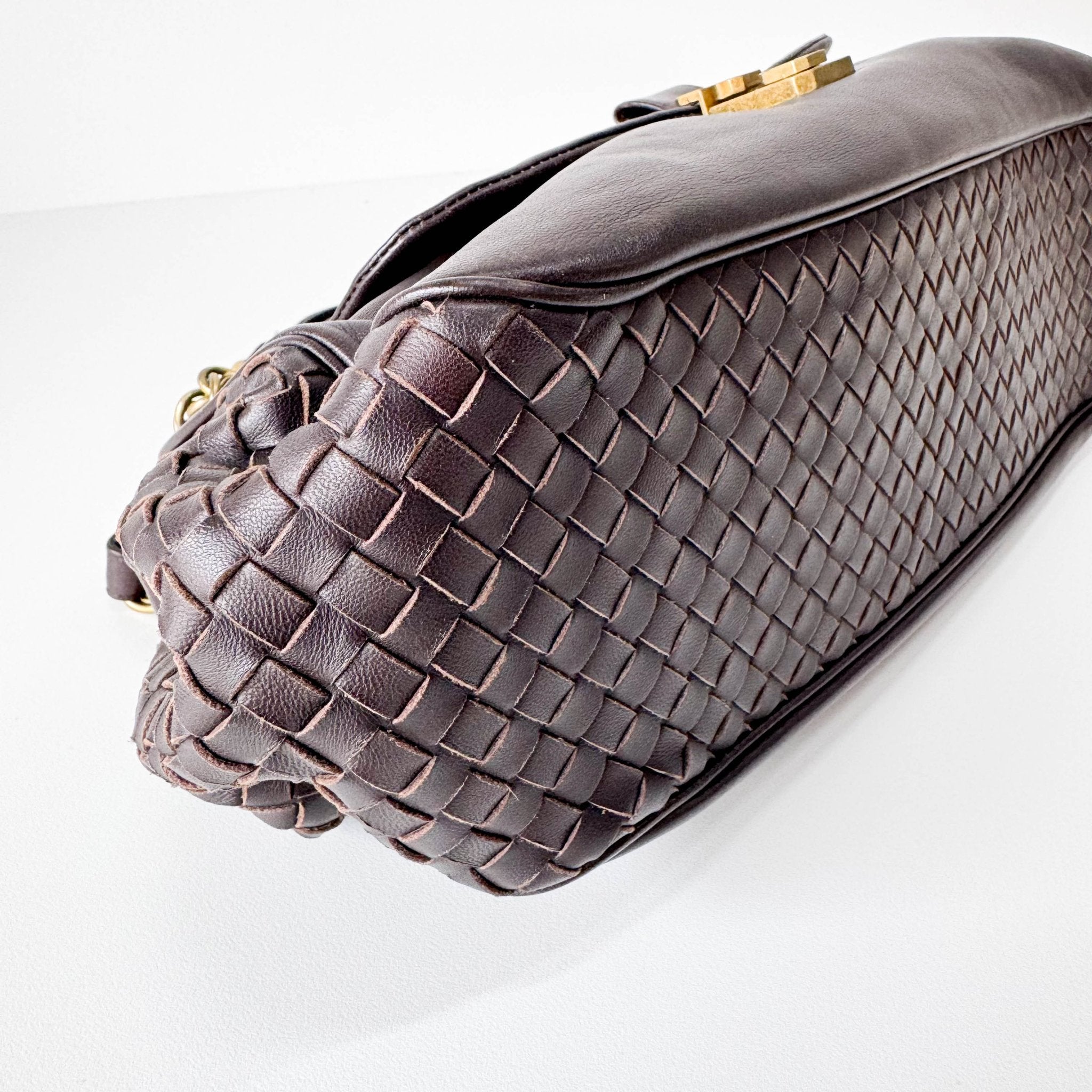 BOTTEGA VENETA Brown Leather Intrecciato Shoulder Bag, in , Sold by HIVE PRELOVED - Shoulder Bags, ,