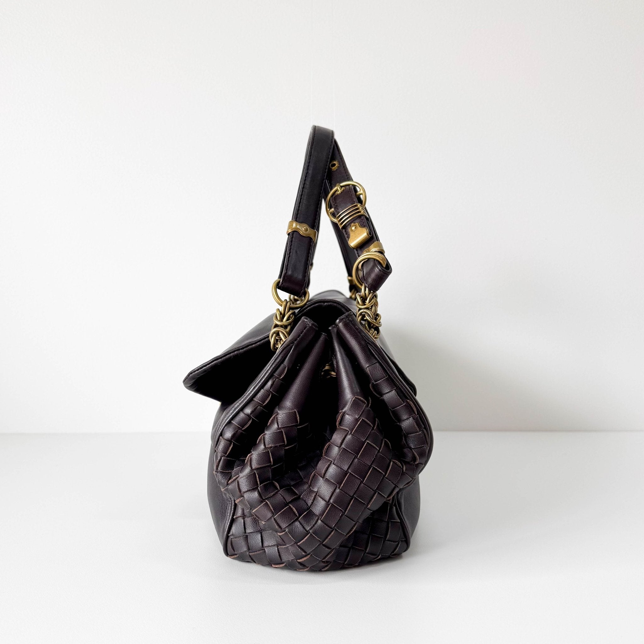 BOTTEGA VENETA Brown Leather Intrecciato Shoulder Bag, in , Sold by HIVE PRELOVED - Shoulder Bags, ,