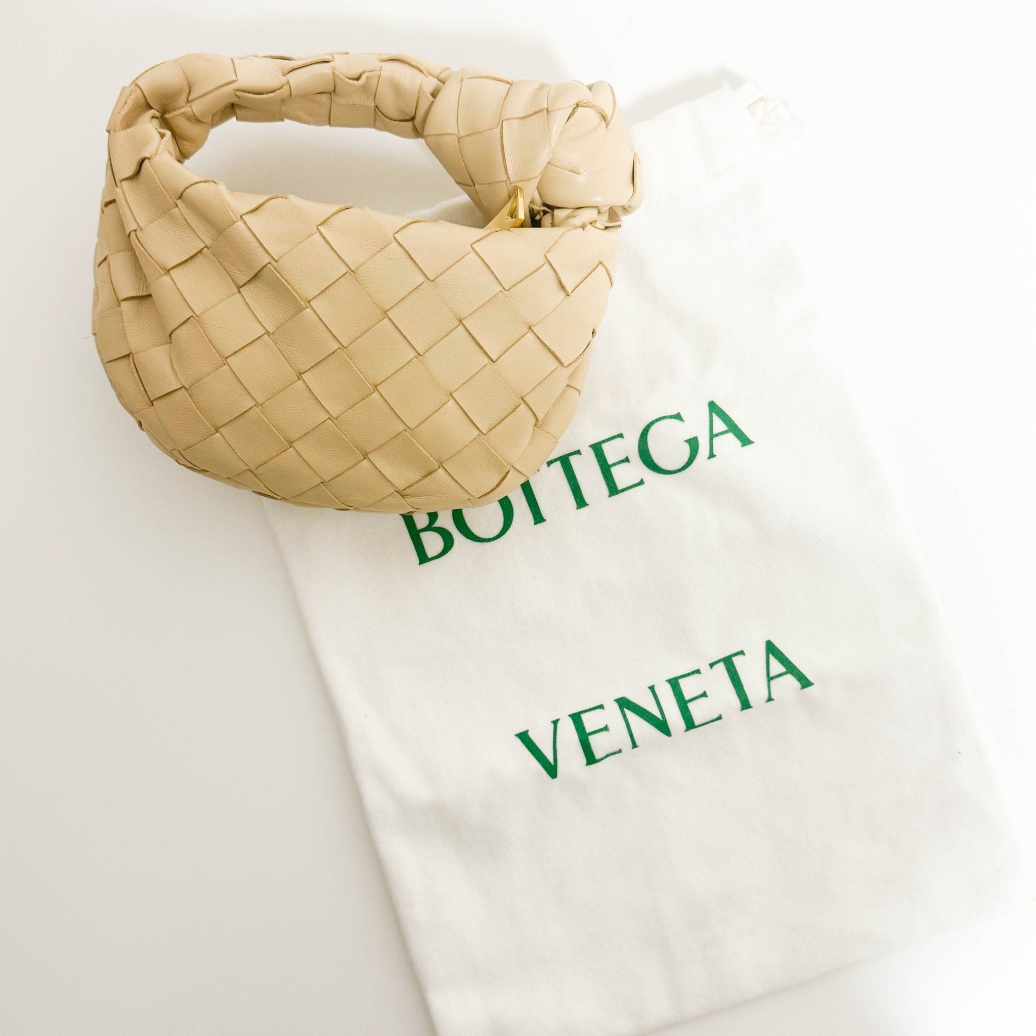 BOTTEGA VENETA Candy Jodie Intreciatto Leather Mini Bag Ivory Beige, in , Sold by HIVE PRELOVED - Handle Bags, Mini bags,