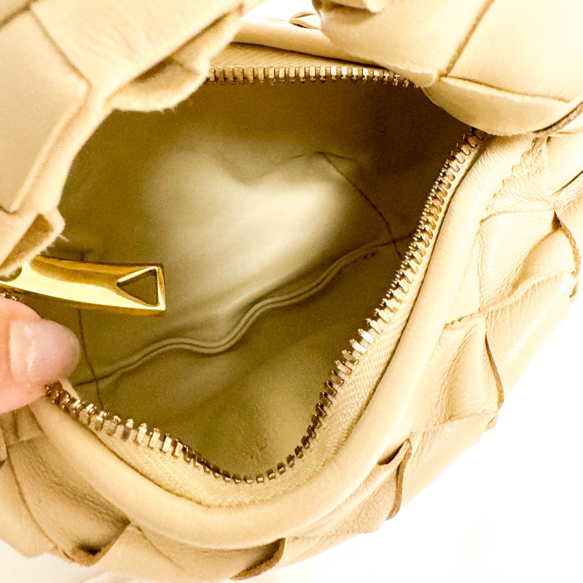 BOTTEGA VENETA Candy Jodie Intreciatto Leather Mini Bag Ivory Beige, in , Sold by HIVE PRELOVED - Handle Bags, Mini bags,