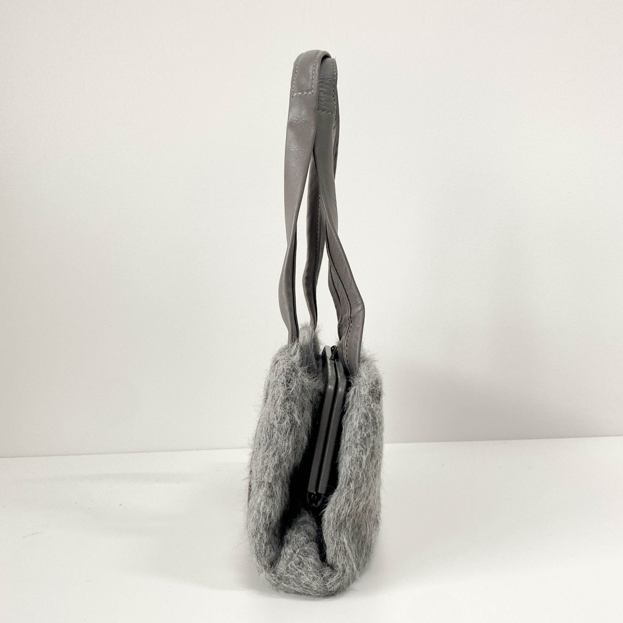 BOTTEGA VENETA Grey Wool & Calf Clochet Shoulder Bag, in , Sold by HIVE PRELOVED - Shoulder Bags, ,