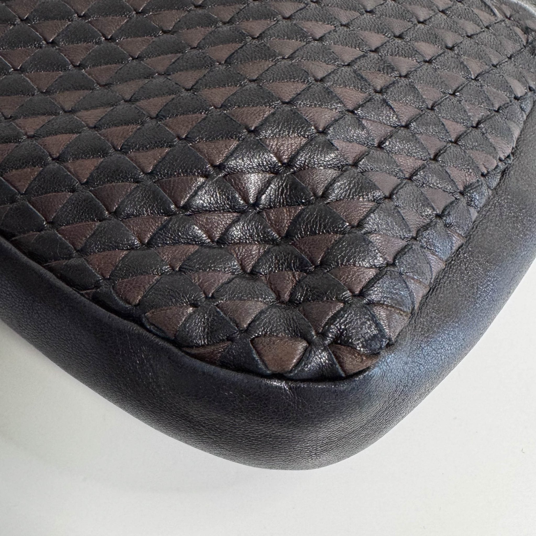BOTTEGA VENETA Intrecciato Black and Brown Leather Shoulder Bag, in , Sold by HIVE PRELOVED - Shoulder Bags, ,