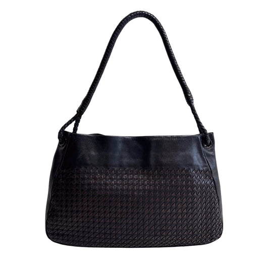 BOTTEGA VENETA Intrecciato Black and Brown Leather Shoulder Bag, in , Sold by HIVE PRELOVED - Shoulder Bags, ,