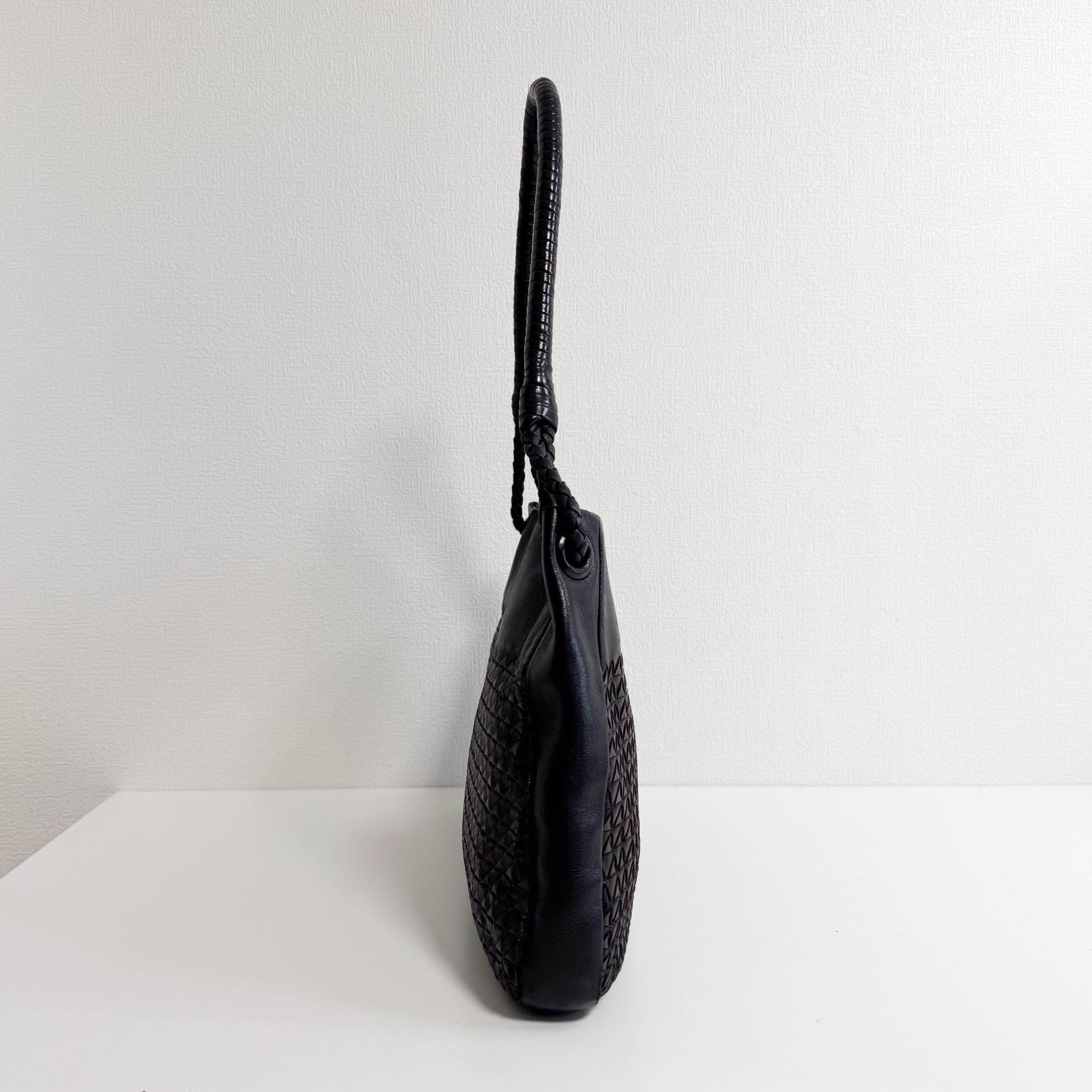 BOTTEGA VENETA Intrecciato Black and Brown Leather Shoulder Bag, in , Sold by HIVE PRELOVED - Shoulder Bags, ,