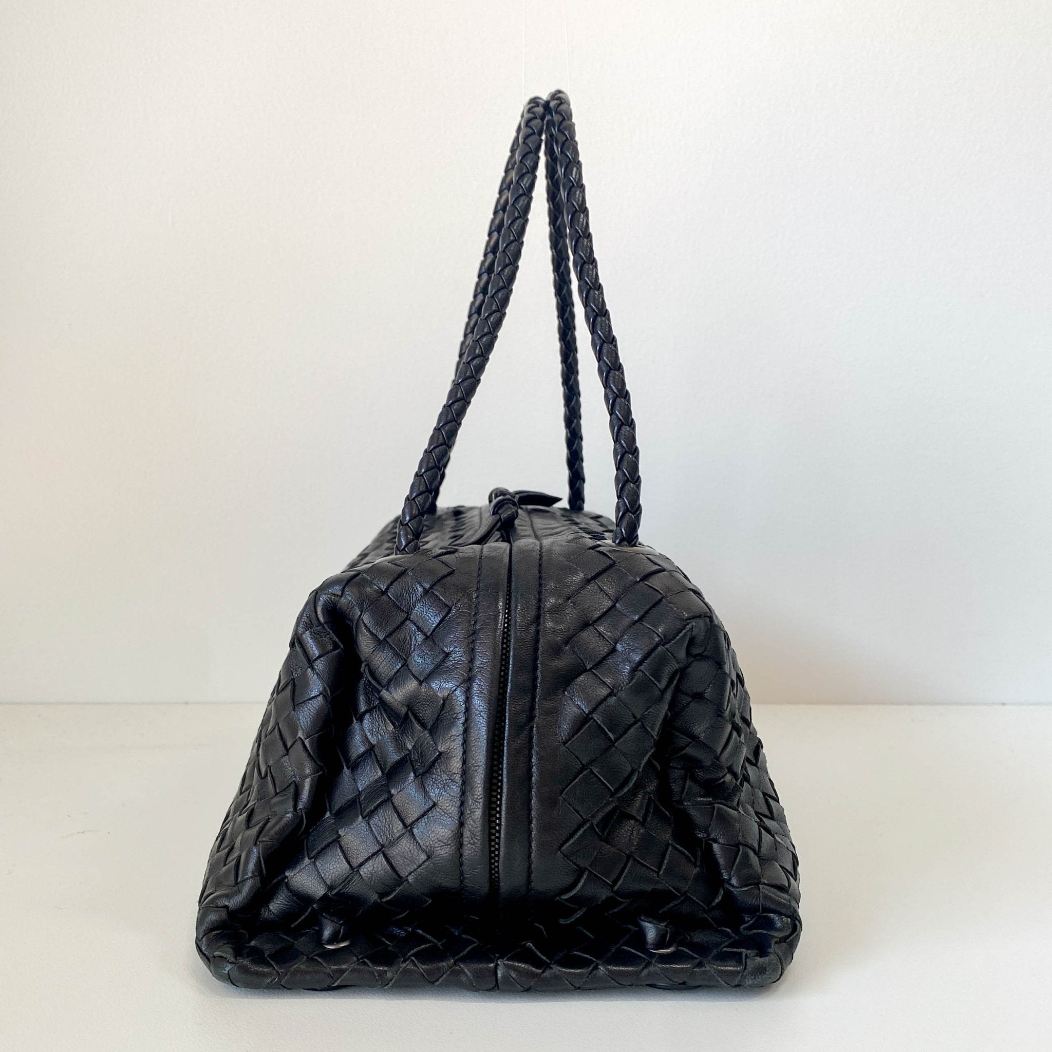 BOTTEGA VENETA Intrecciato Black Leather Bowling Bag, in , Sold by HIVE PRELOVED - Handle Bags, ,