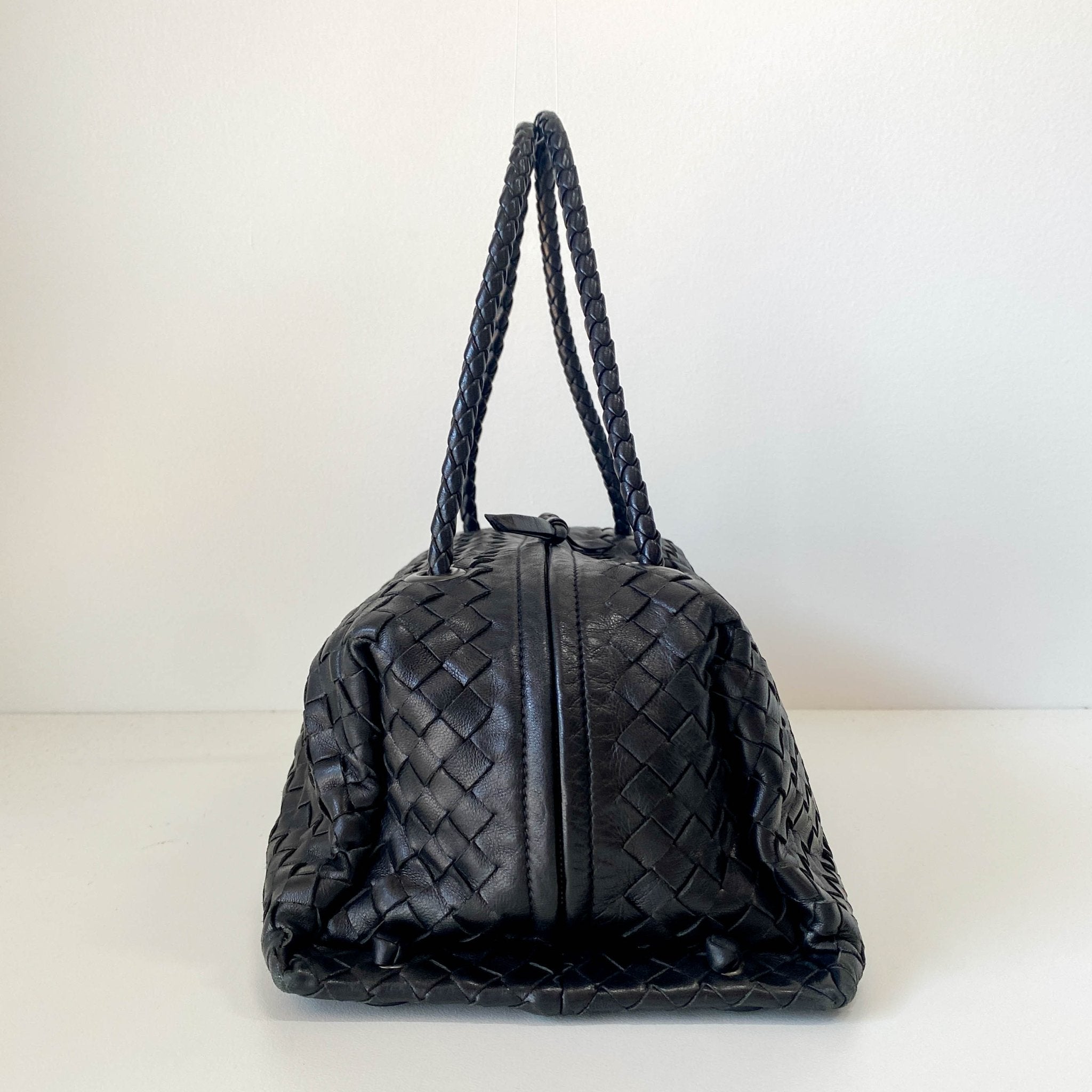BOTTEGA VENETA Intrecciato Black Leather Bowling Bag, in , Sold by HIVE PRELOVED - Handle Bags, ,