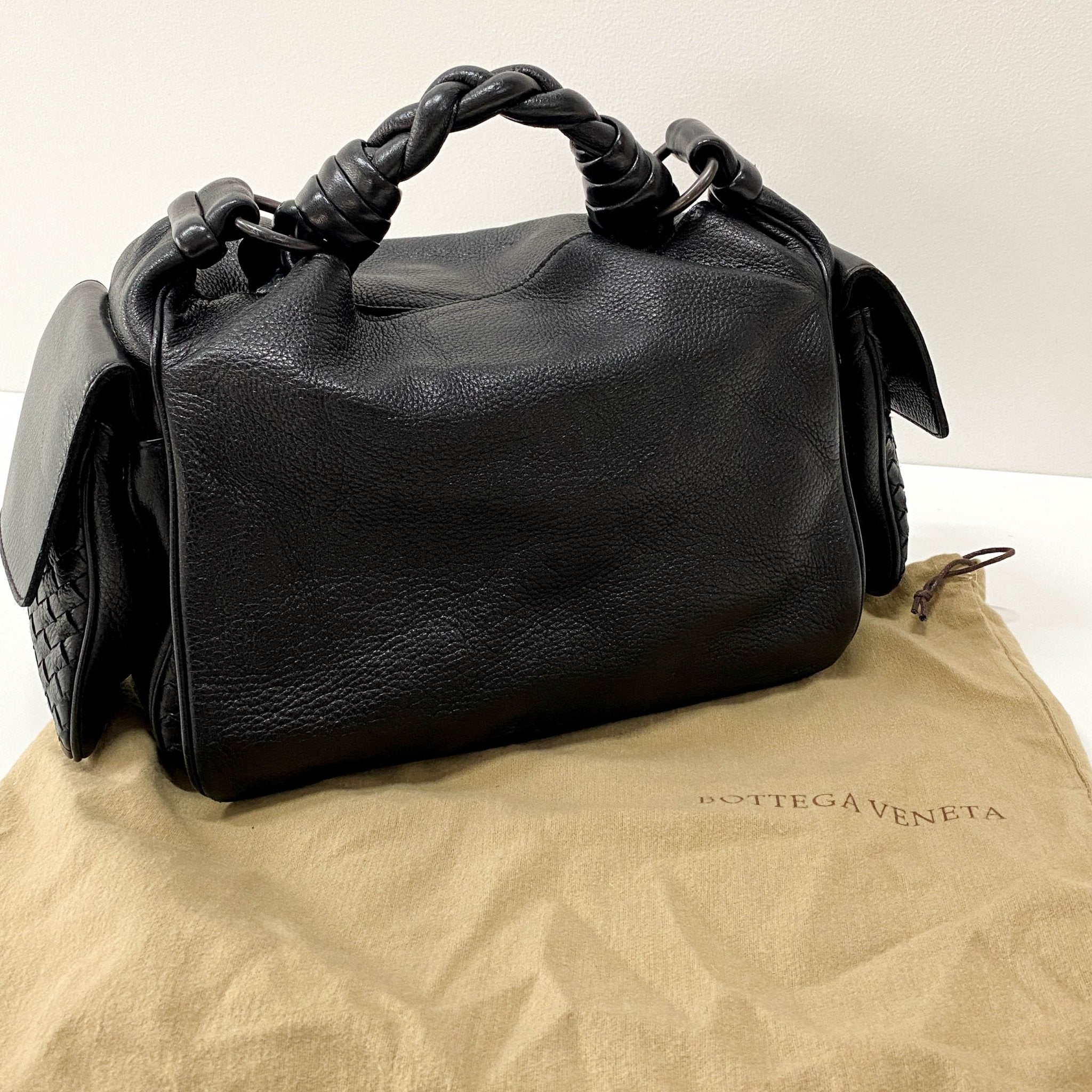 BOTTEGA VENETA Intrecciato Black Leather Handle Bag, in , Sold by HIVE PRELOVED - Shoulder Bags, ,