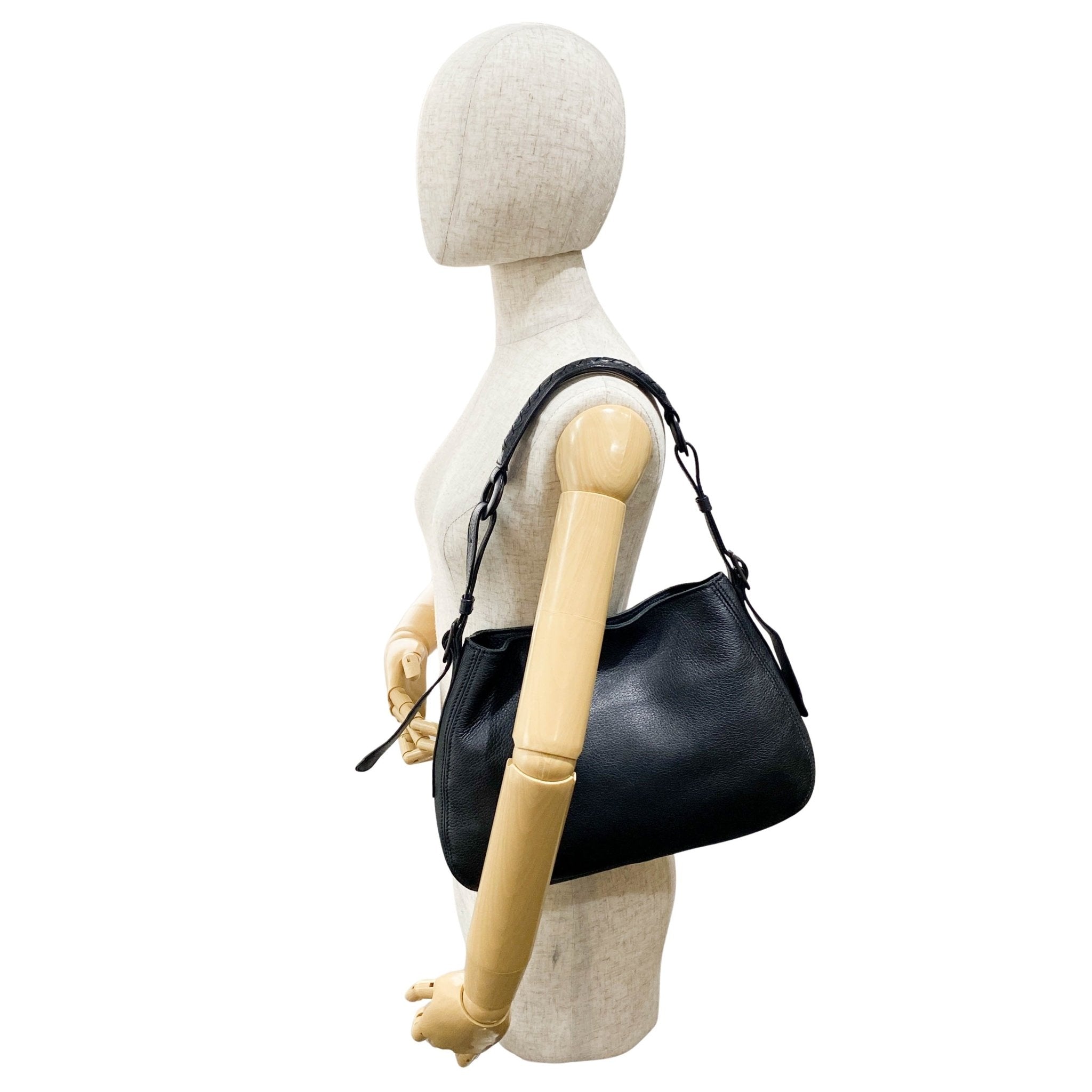 BOTTEGA VENETA Intrecciato Black Leather Handle Bag, in , Sold by HIVE PRELOVED - Shoulder Bags, ,