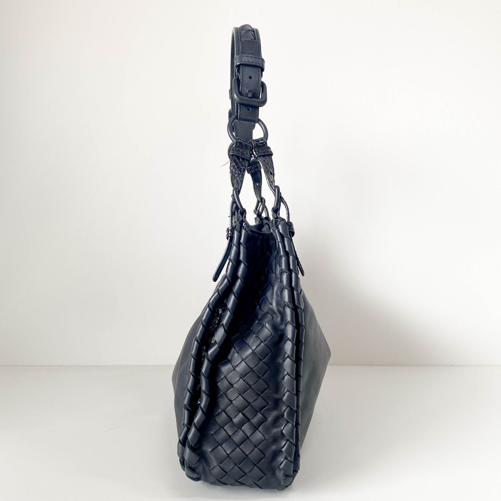 BOTTEGA VENETA Intrecciato Black Leather Hobo Shoulder Bag, in , Sold by HIVE PRELOVED - Shoulder Bags, ,