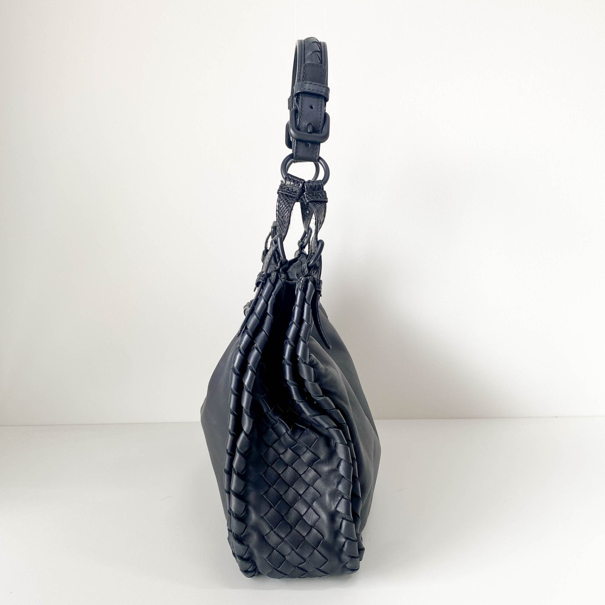 BOTTEGA VENETA Intrecciato Black Leather Hobo Shoulder Bag, in , Sold by HIVE PRELOVED - Shoulder Bags, ,