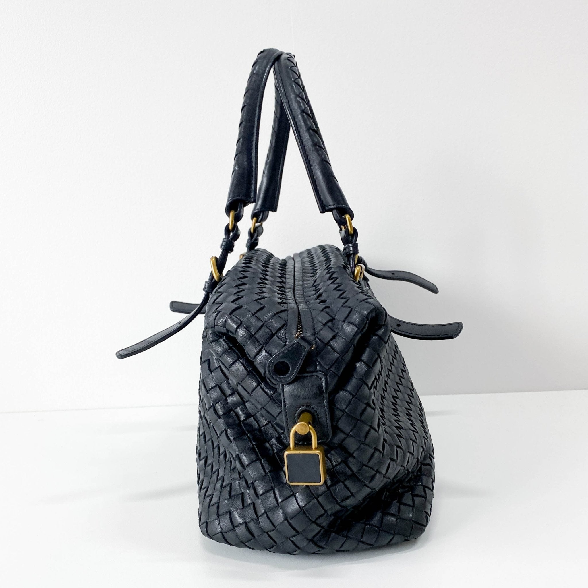 BOTTEGA VENETA Intrecciato Bowling Bag Black Leather Shoulder Bag, in , Sold by HIVE PRELOVED - Handle Bags, ,
