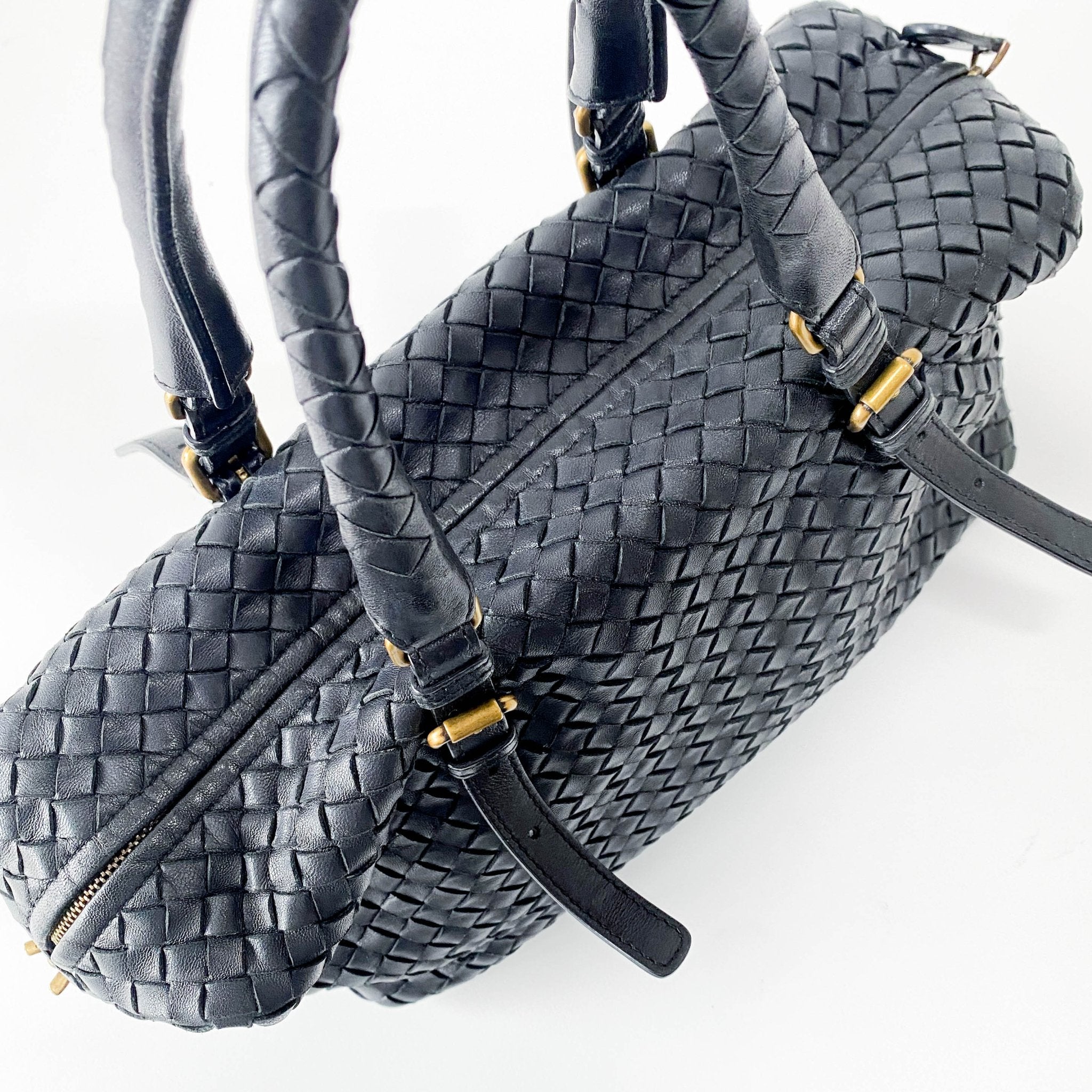 BOTTEGA VENETA Intrecciato Bowling Bag Black Leather Shoulder Bag, in , Sold by HIVE PRELOVED - Handle Bags, ,