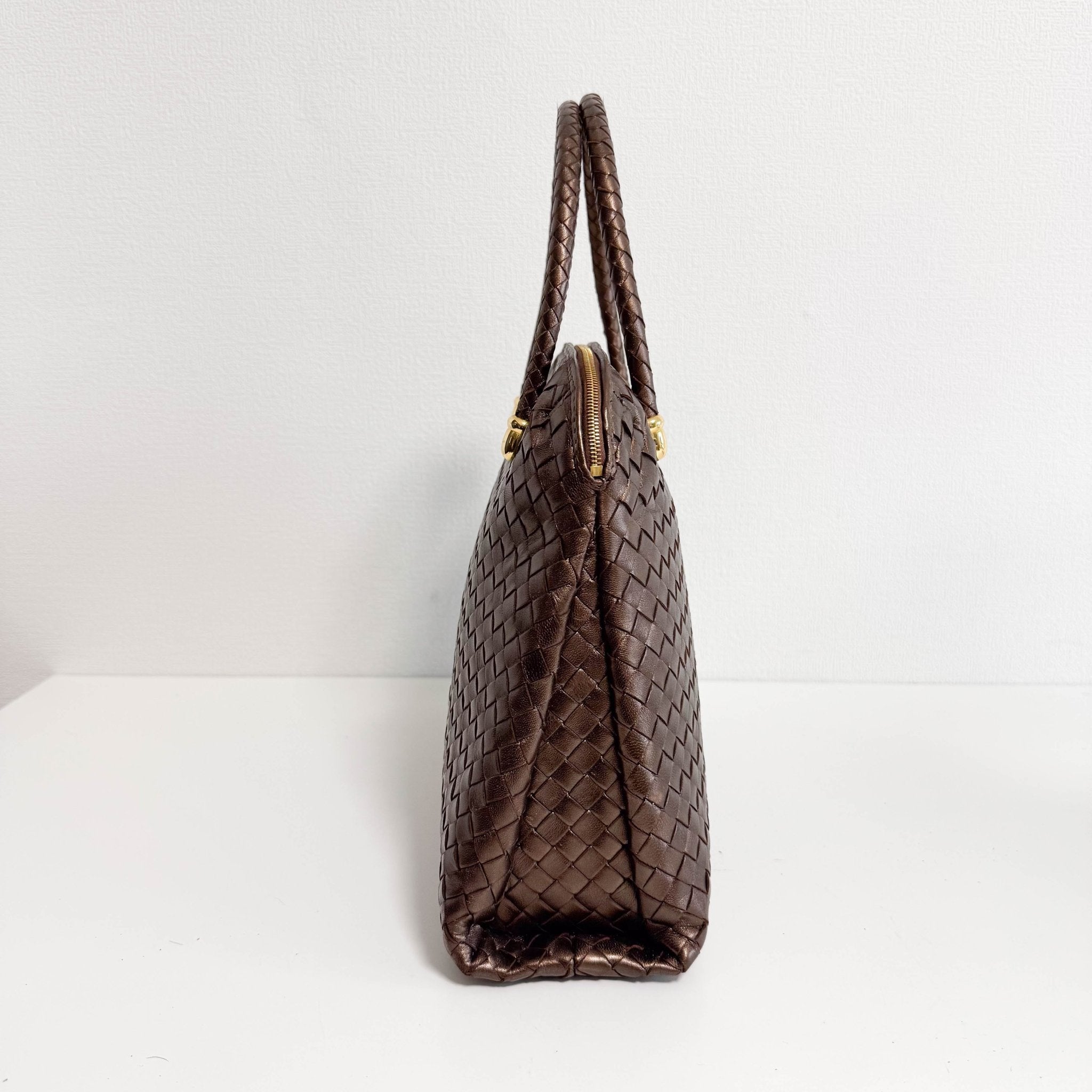 BOTTEGA VENETA Intrecciato Brown Leather Top Handle Bag, in , Sold by HIVE PRELOVED - Handle Bags, ,