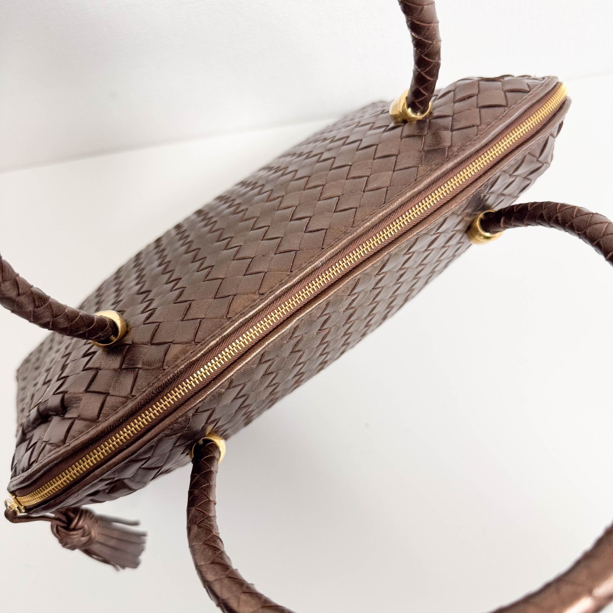 BOTTEGA VENETA Intrecciato Brown Leather Top Handle Bag, in , Sold by HIVE PRELOVED - Handle Bags, ,