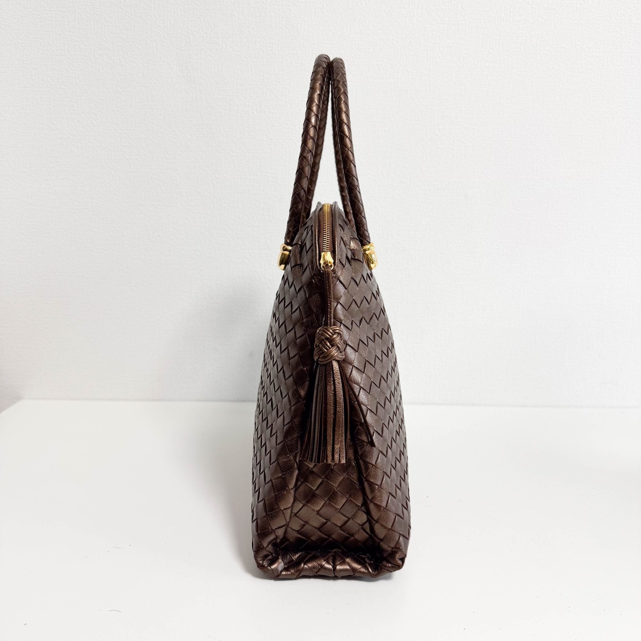 BOTTEGA VENETA Intrecciato Brown Leather Top Handle Bag, in , Sold by HIVE PRELOVED - Handle Bags, ,