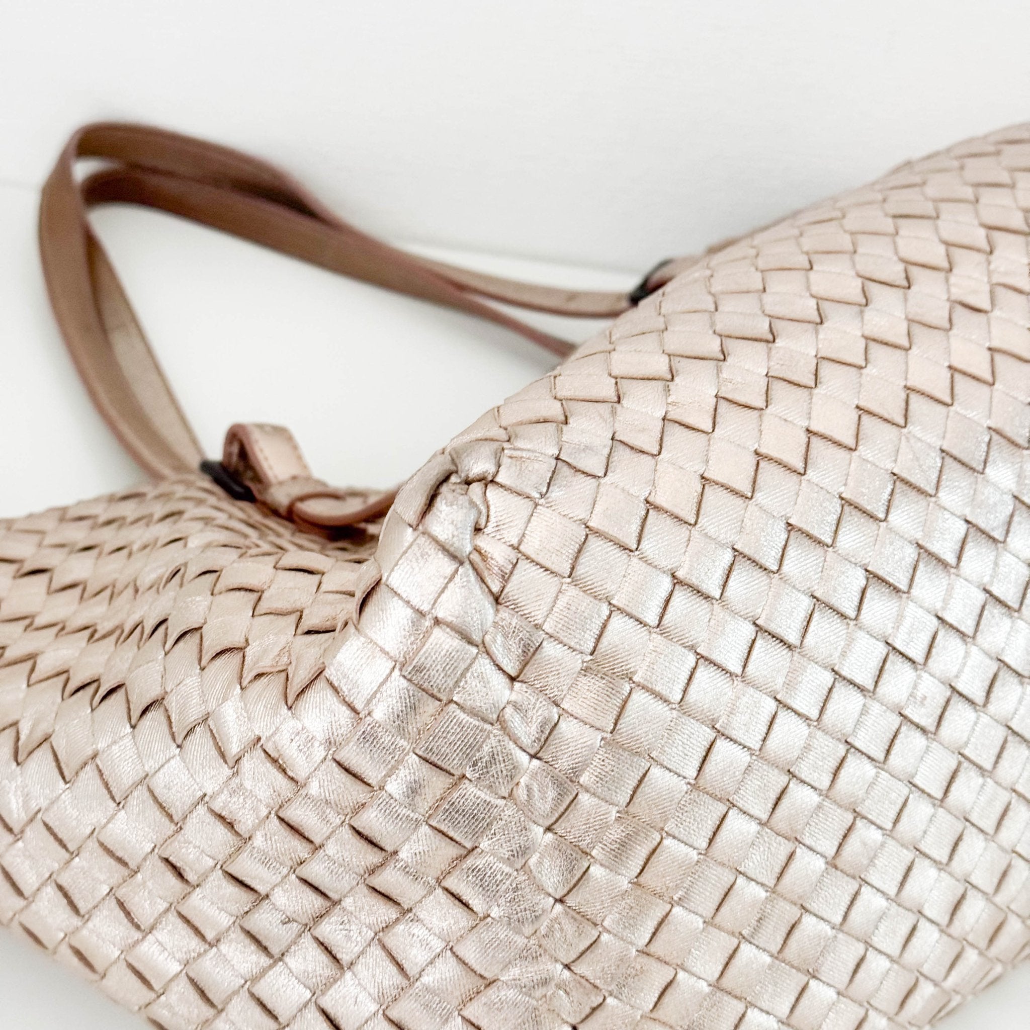 BOTTEGA VENETA Intrecciato Cesta Metallic Pink Leather Strap Tote / Shoulder Bag, in , Sold by HIVE PRELOVED - Shoulder Bags, Totes,