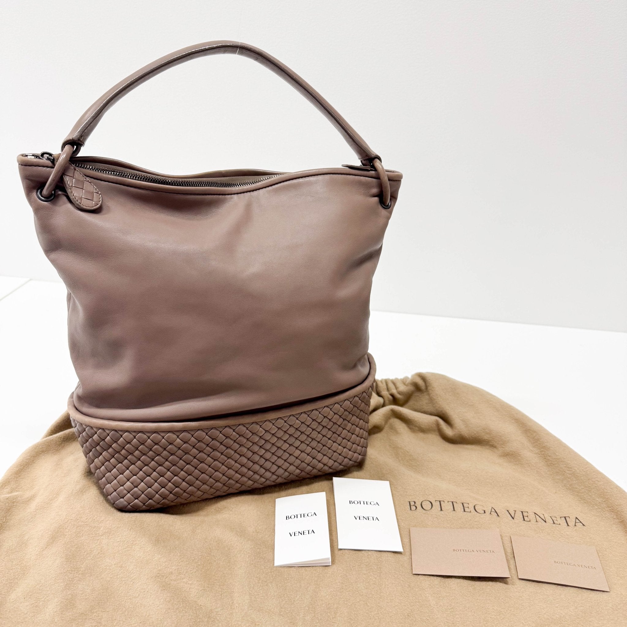 BOTTEGA VENETA Intrecciato Detail Beige Leather Shoulder Bag, in , Sold by HIVE PRELOVED - Shoulder Bags, ,