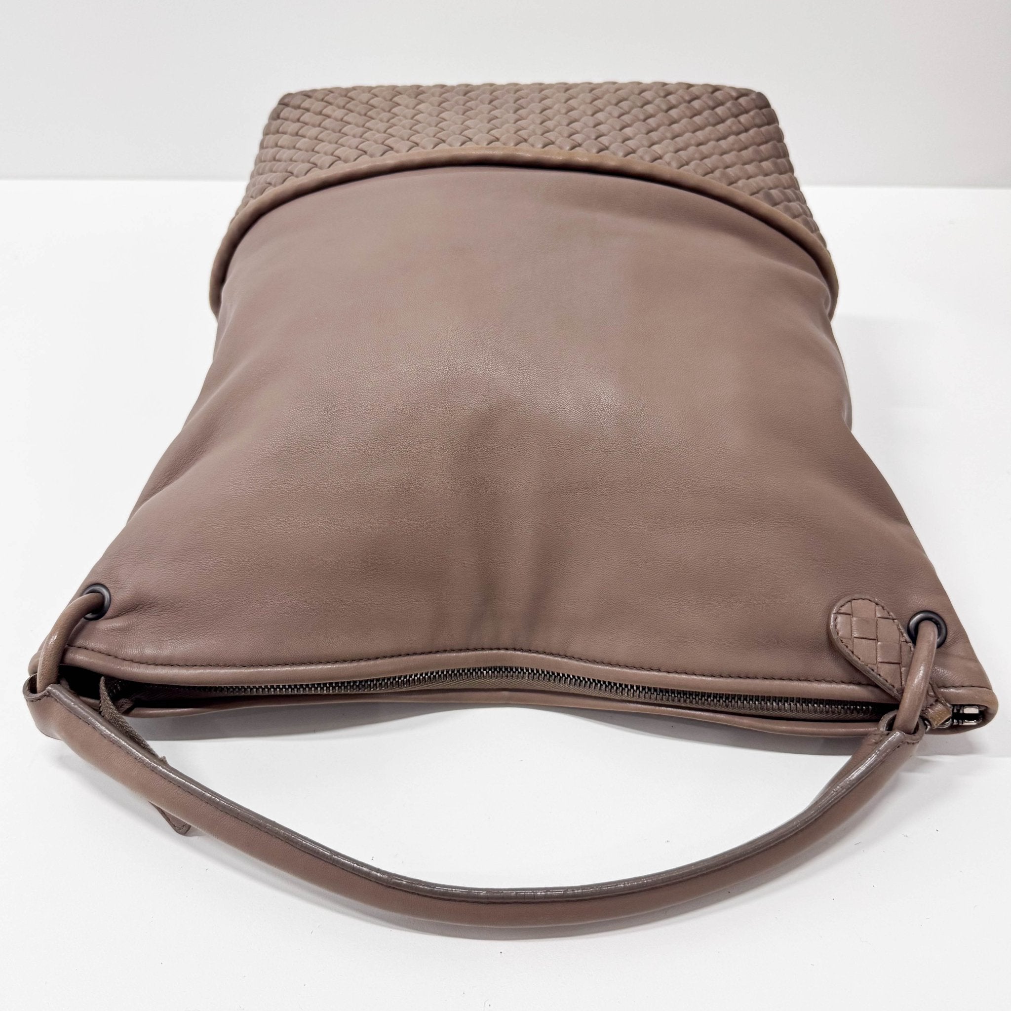 BOTTEGA VENETA Intrecciato Detail Beige Leather Shoulder Bag, in , Sold by HIVE PRELOVED - Shoulder Bags, ,