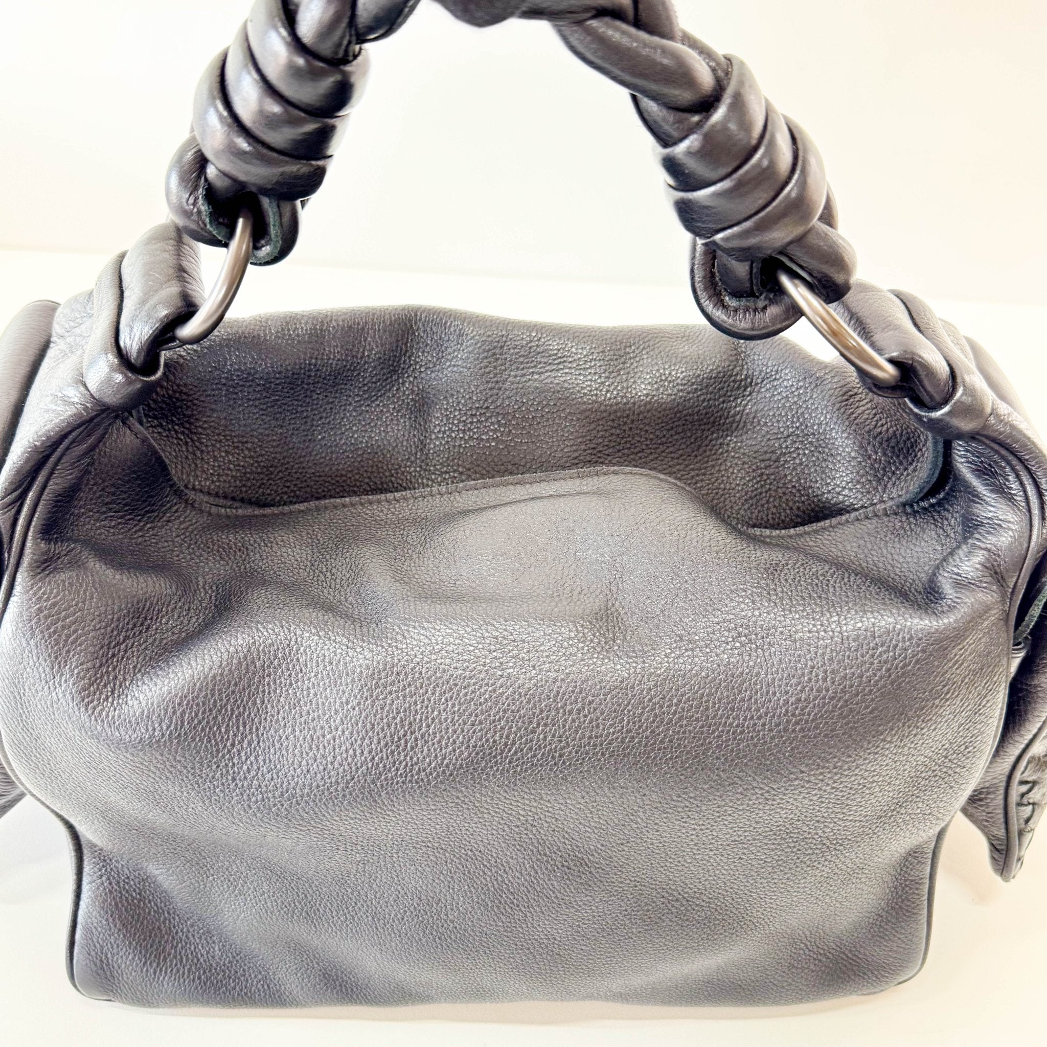 BOTTEGA VENETA Intrecciato Detail Black Leather Shoulder Bag, in , Sold by HIVE PRELOVED - Shoulder Bags, ,