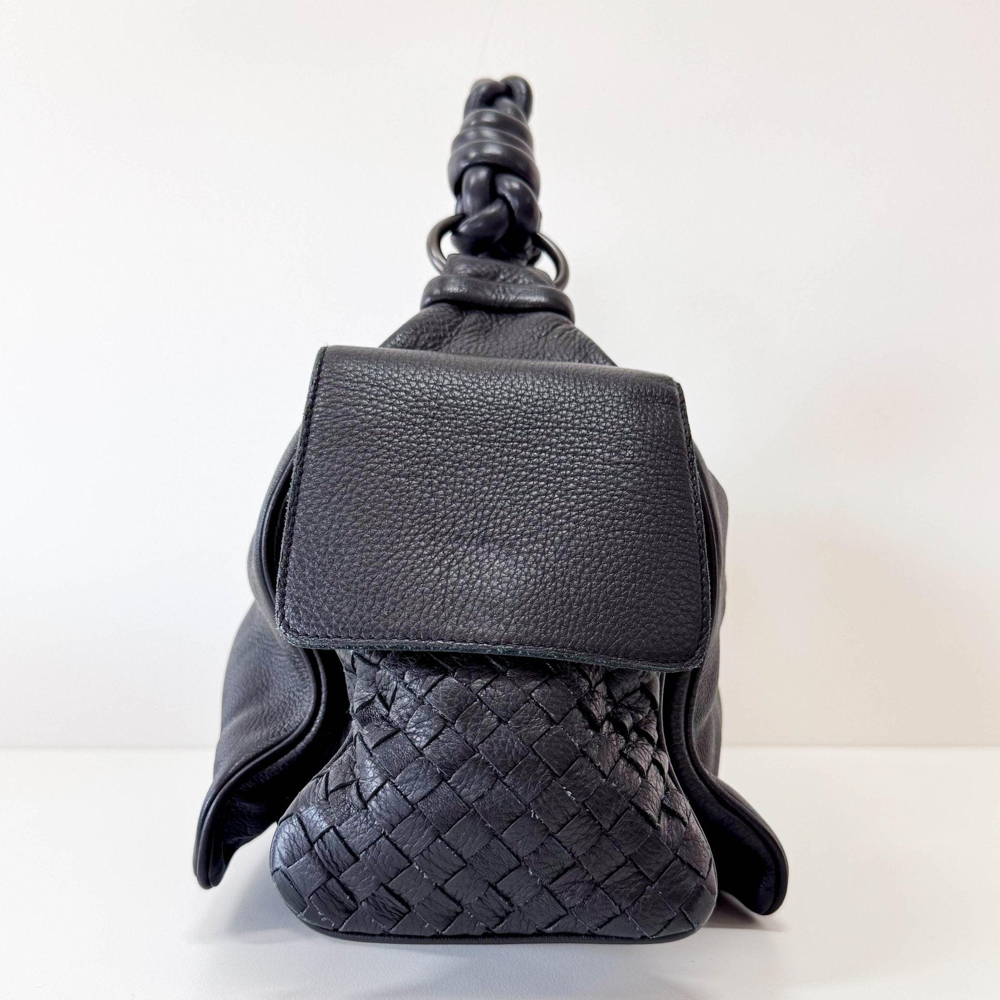 BOTTEGA VENETA Intrecciato Detail Black Leather Shoulder Bag, in , Sold by HIVE PRELOVED - Shoulder Bags, ,