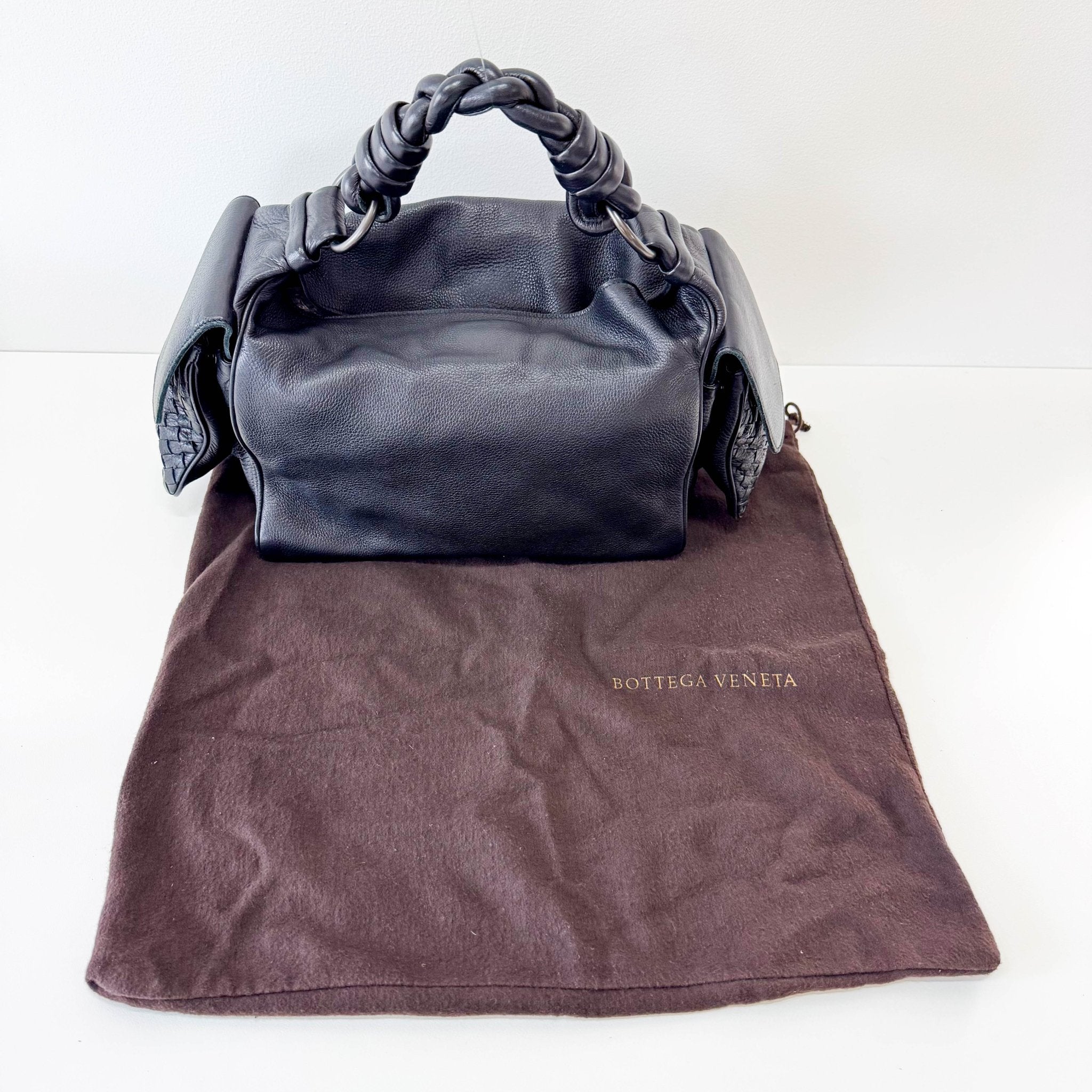 BOTTEGA VENETA Intrecciato Detail Black Leather Shoulder Bag, in , Sold by HIVE PRELOVED - Shoulder Bags, ,