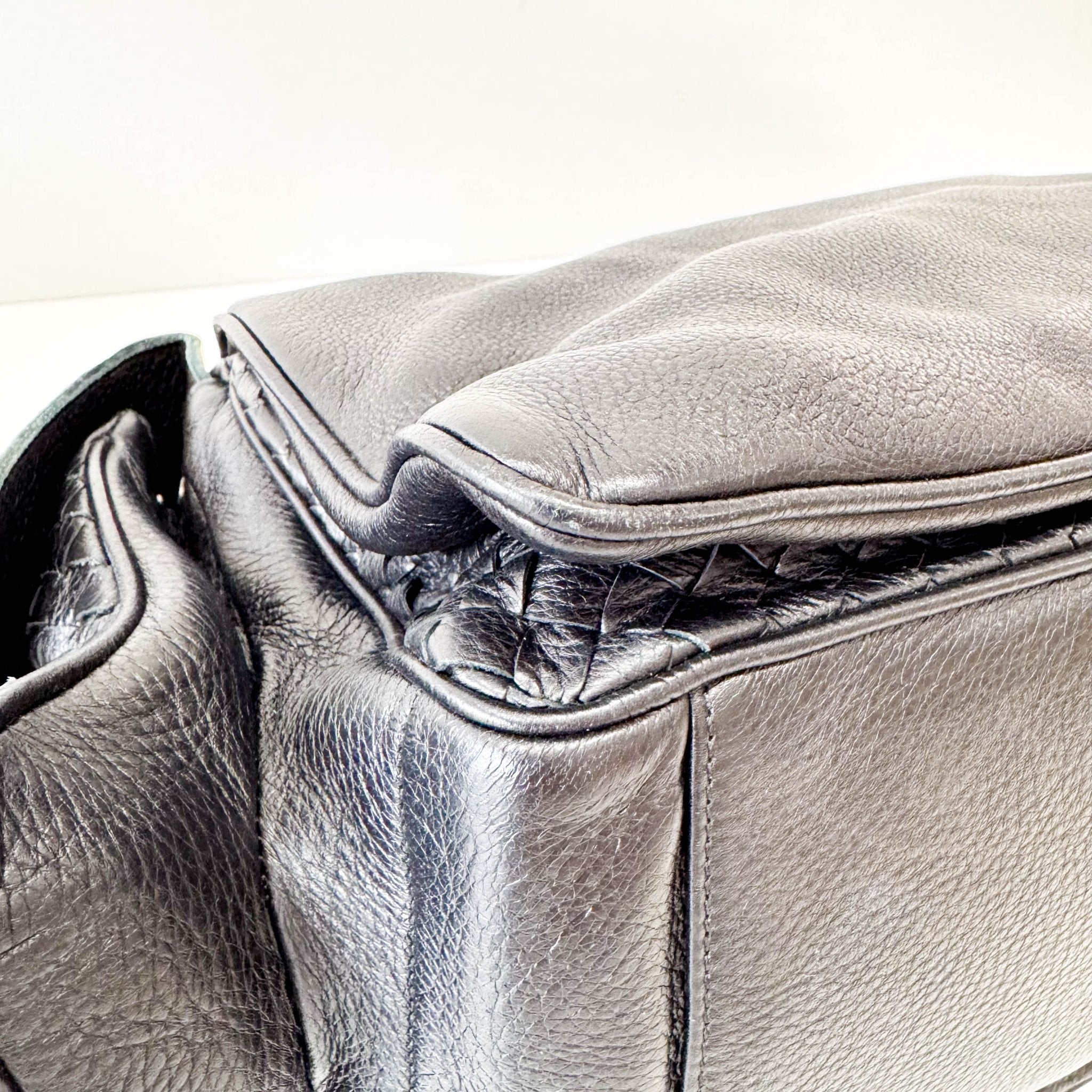 BOTTEGA VENETA Intrecciato Detail Black Leather Shoulder Bag, in , Sold by HIVE PRELOVED - Shoulder Bags, ,