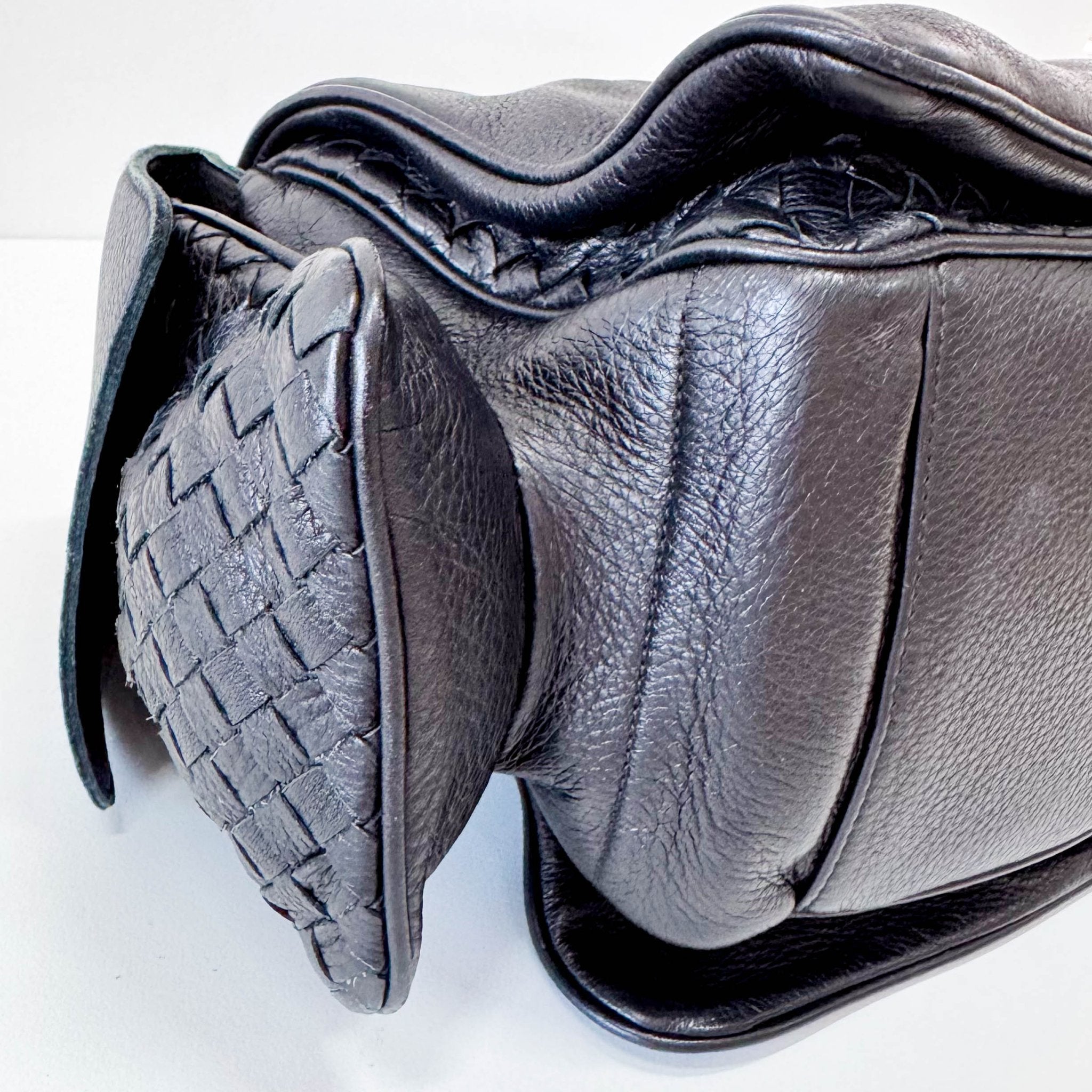 BOTTEGA VENETA Intrecciato Detail Black Leather Shoulder Bag, in , Sold by HIVE PRELOVED - Shoulder Bags, ,
