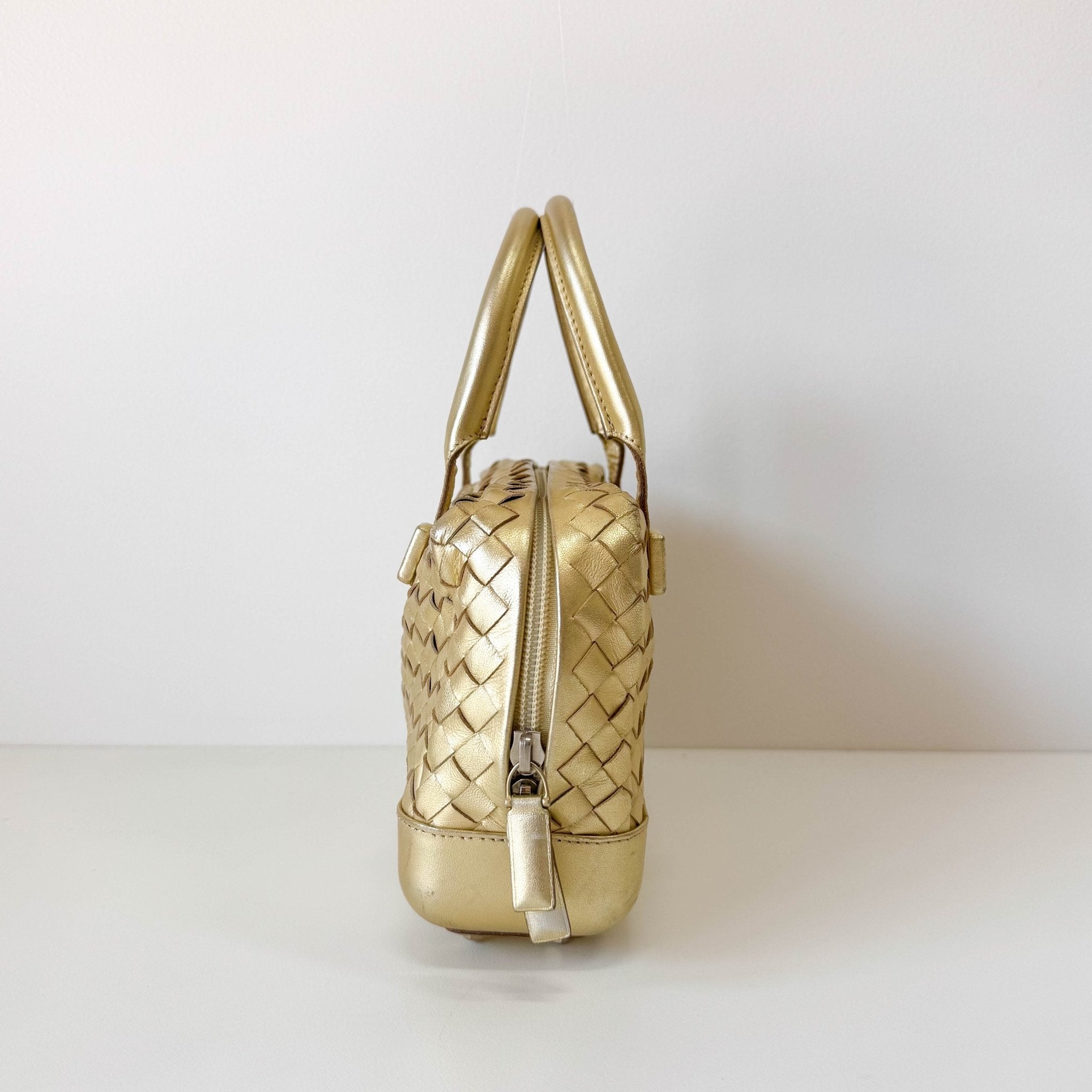 BOTTEGA VENETA Intrecciato Gold Leather Handle Bag, in , Sold by HIVE PRELOVED - Handle Bags, ,