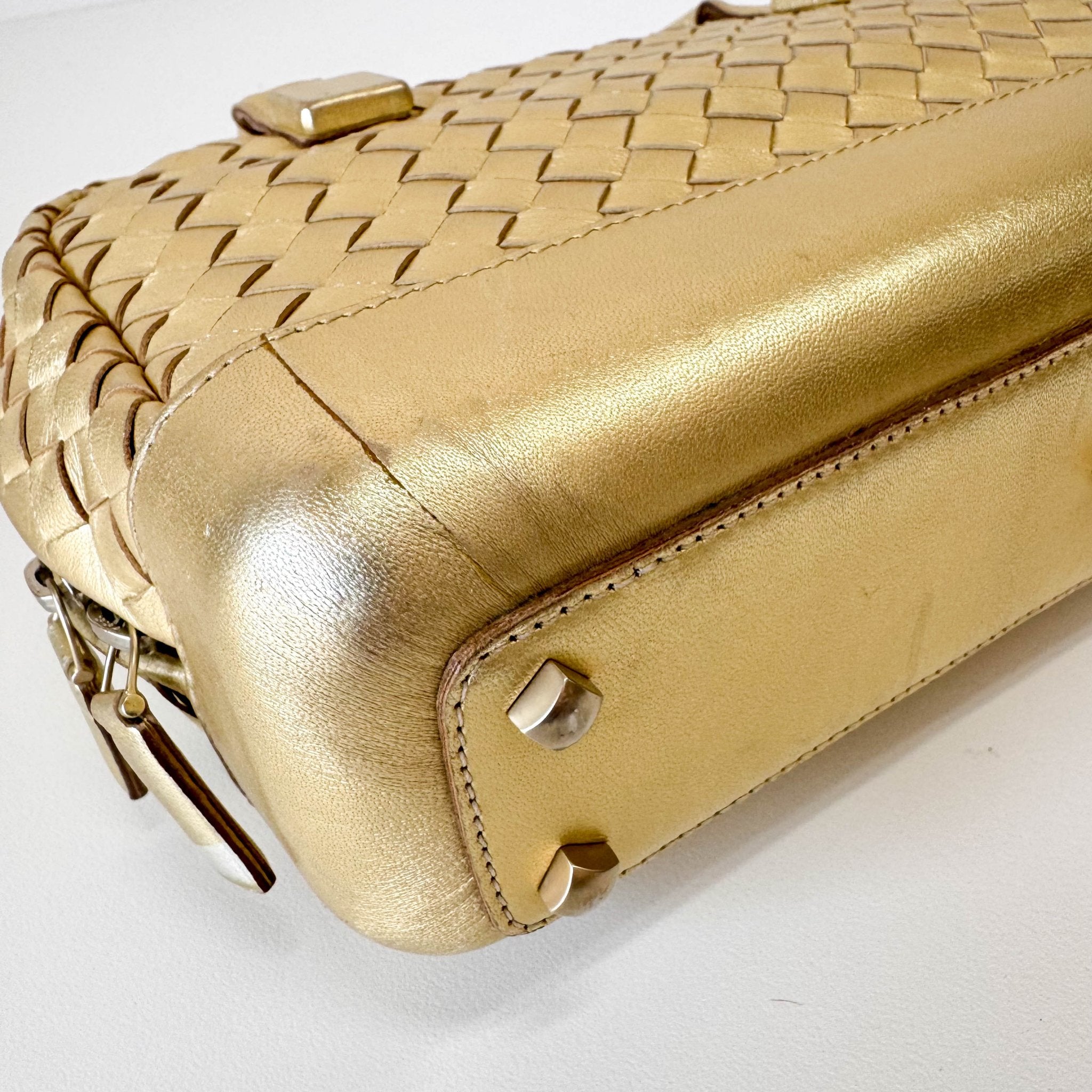 BOTTEGA VENETA Intrecciato Gold Leather Handle Bag, in , Sold by HIVE PRELOVED - Handle Bags, ,