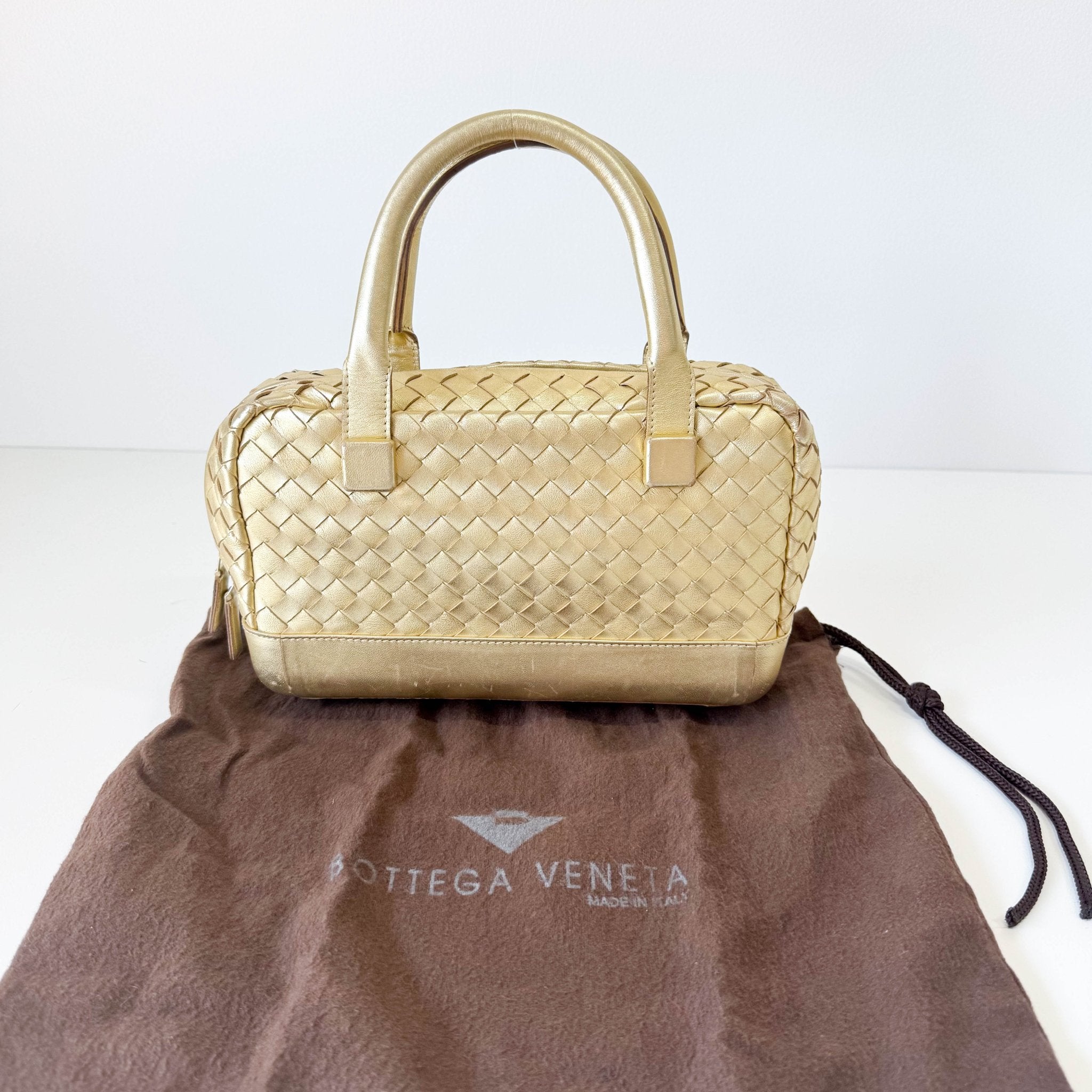 BOTTEGA VENETA Intrecciato Gold Leather Handle Bag, in , Sold by HIVE PRELOVED - Handle Bags, ,