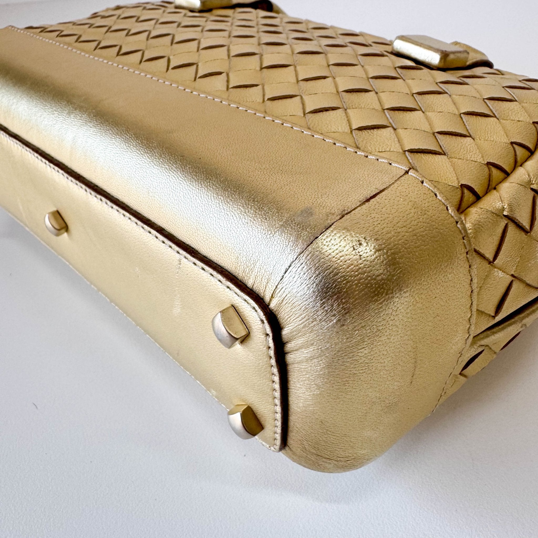 BOTTEGA VENETA Intrecciato Gold Leather Handle Bag, in , Sold by HIVE PRELOVED - Handle Bags, ,