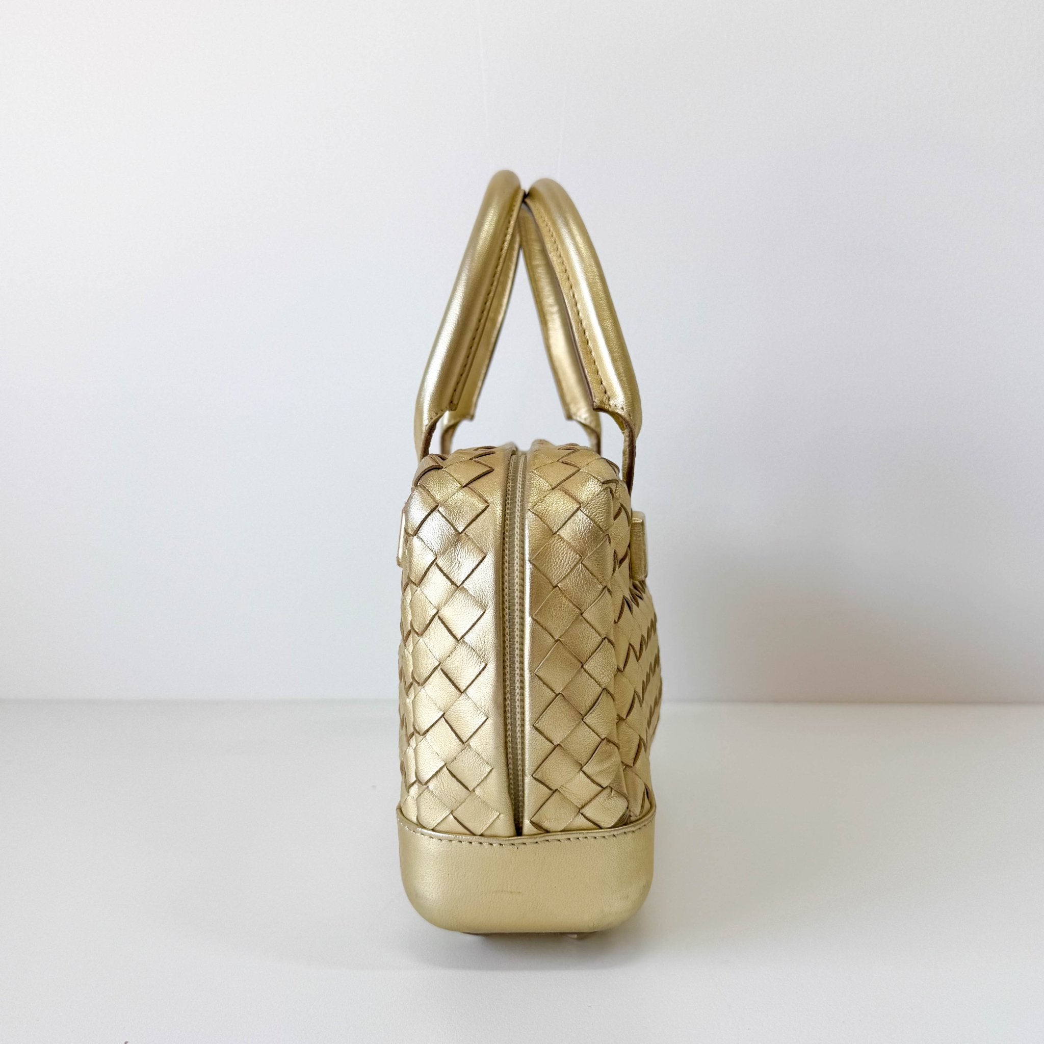 BOTTEGA VENETA Intrecciato Gold Leather Handle Bag, in , Sold by HIVE PRELOVED - Handle Bags, ,