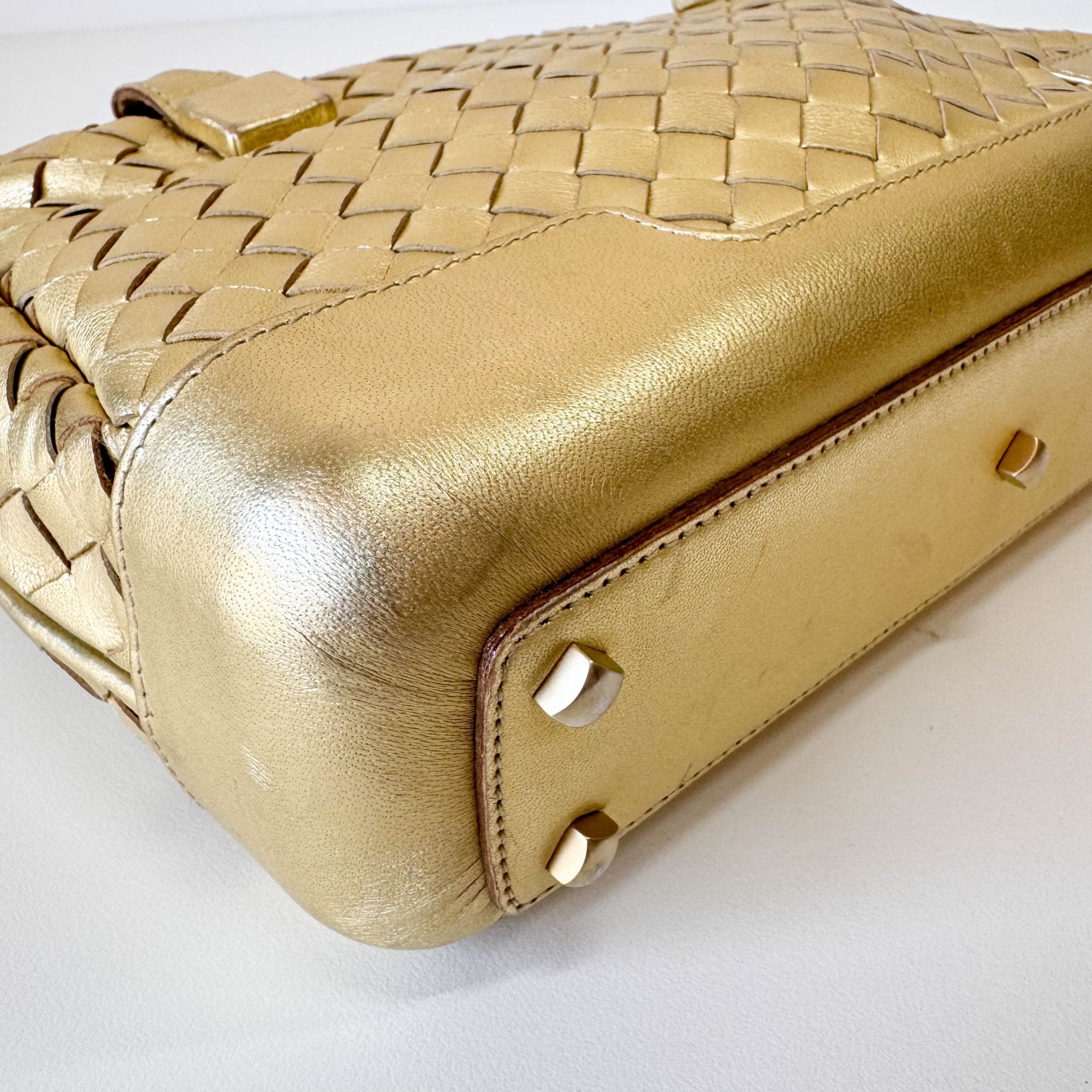 BOTTEGA VENETA Intrecciato Gold Leather Handle Bag, in , Sold by HIVE PRELOVED - Handle Bags, ,