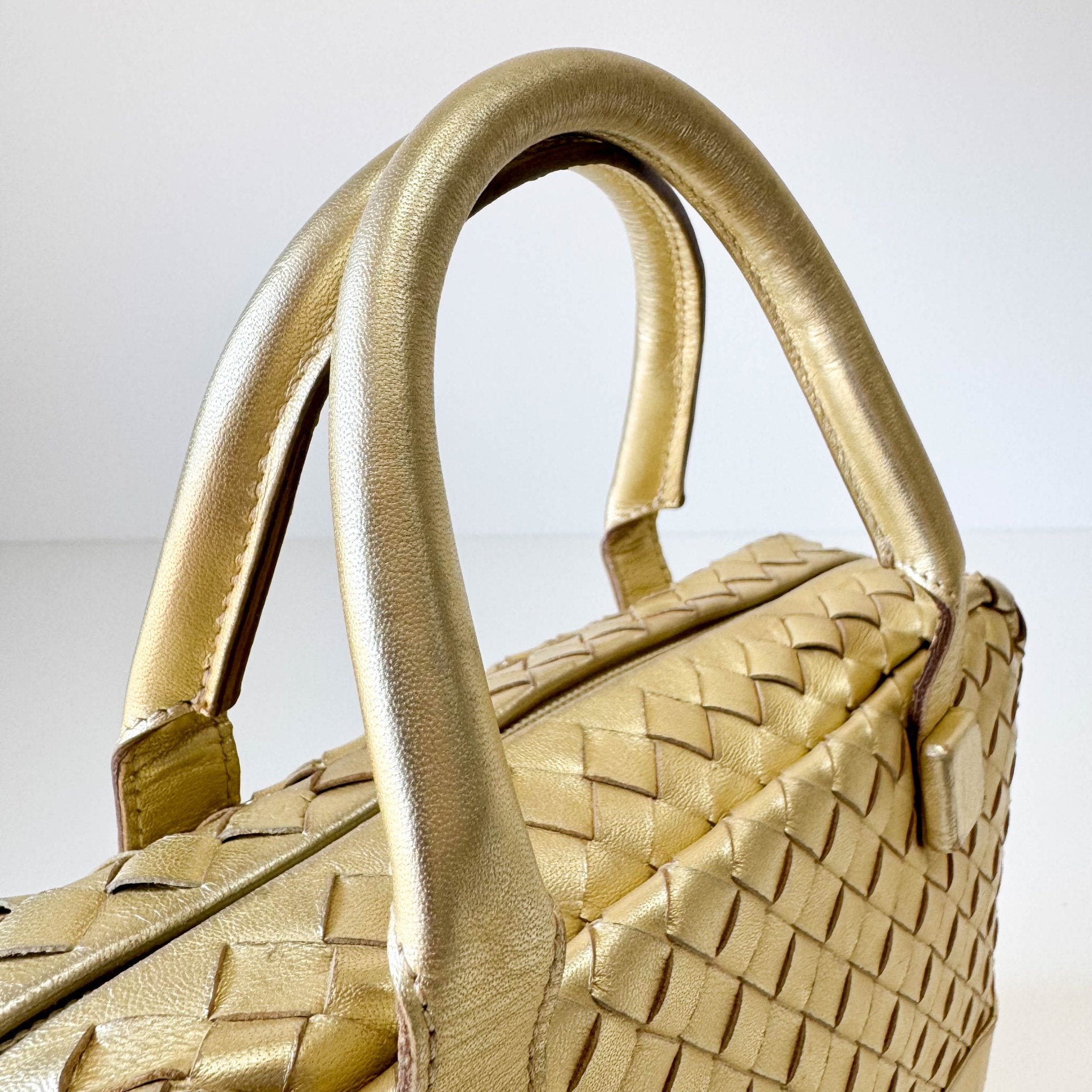 BOTTEGA VENETA Intrecciato Gold Leather Handle Bag, in , Sold by HIVE PRELOVED - Handle Bags, ,