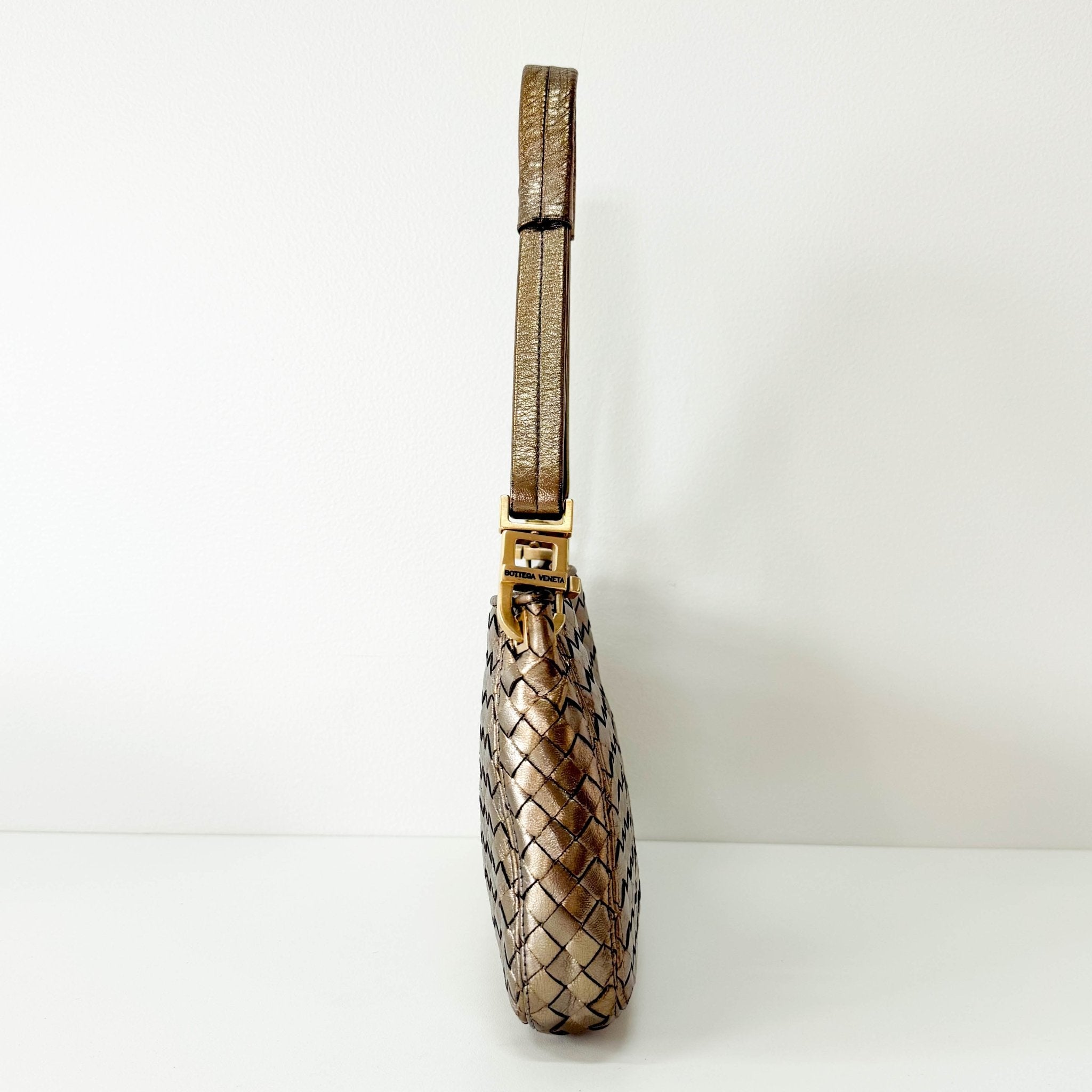 BOTTEGA VENETA Intrecciato Gold Leather Shoulder Bag, in , Sold by HIVE PRELOVED - Shoulder Bags, ,